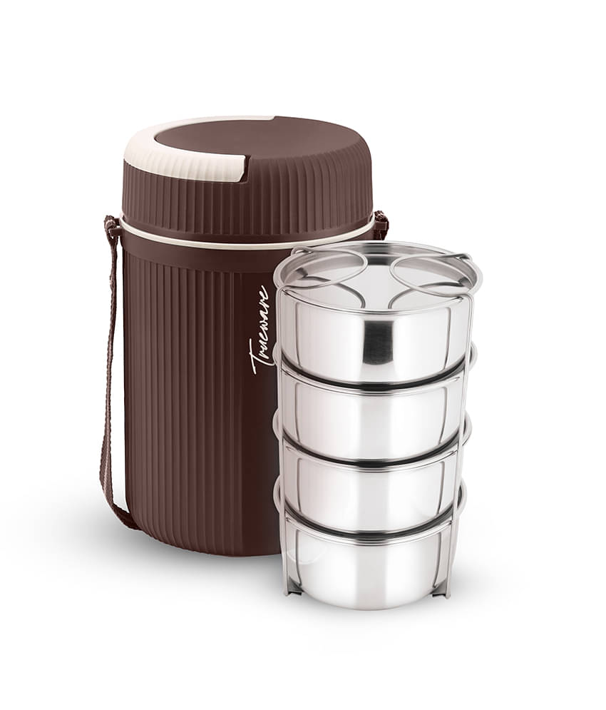 Trueware Quick Meal Outer Plastic Inner Stainless Steel Insulated Lunch Box 4 - Container ( Pack of 1 ) Trueware Quick Meal Outer Plastic Inner Stainless Steel Insulated Lunch Box 4 - Container ( Pack of 1 )