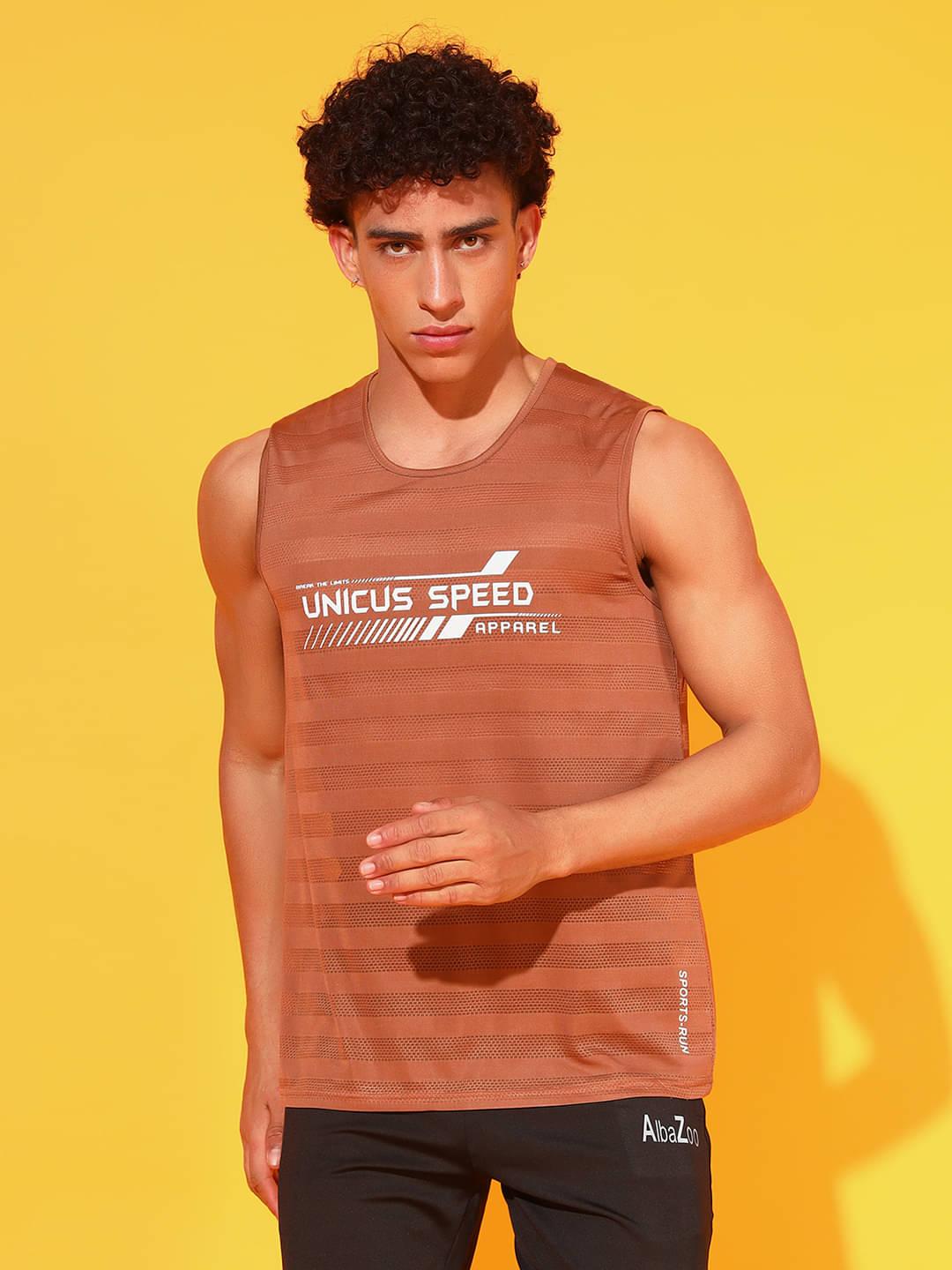 Unicus Apparel Pack of 1 Polyester Gym Vest For Men ( Dirty Brown ) Unicus Apparel Pack of 1 Polyester Gym Vest For Men ( Dirty Brown )
