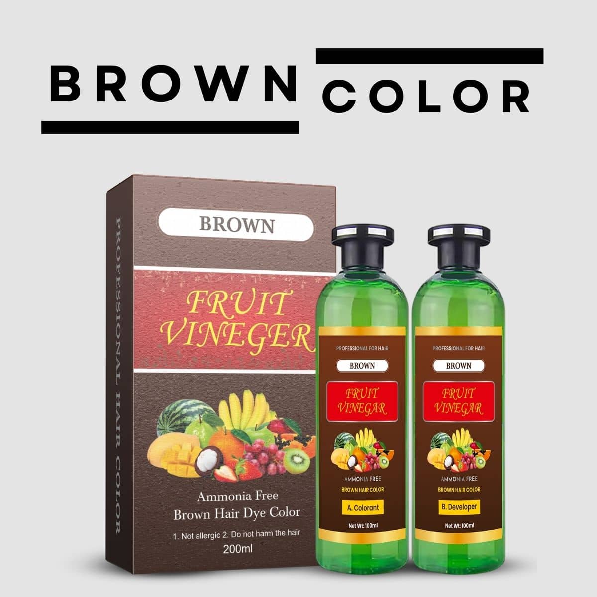 WRIXTY Fruit Vinegar Dark Brown Hair Colour Gel Instant Smooth Hair Ammonia Free Long Lasting Color