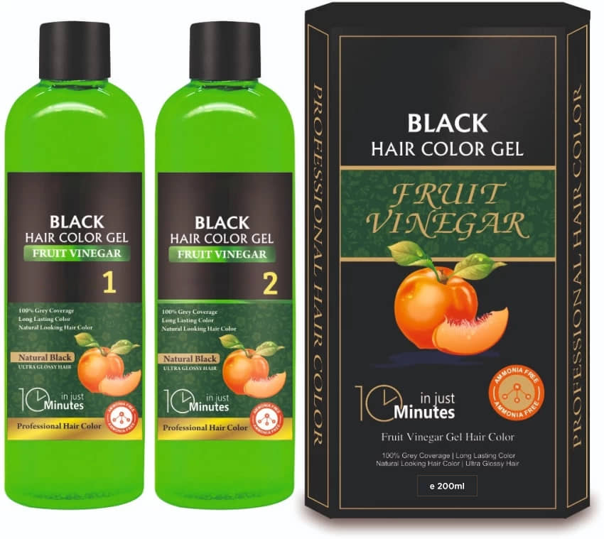 WRIXTY Fruit Vinegar Hair Dye Gel Black Instant Smooth Silky Hair Easy Use Natural Shine Finish