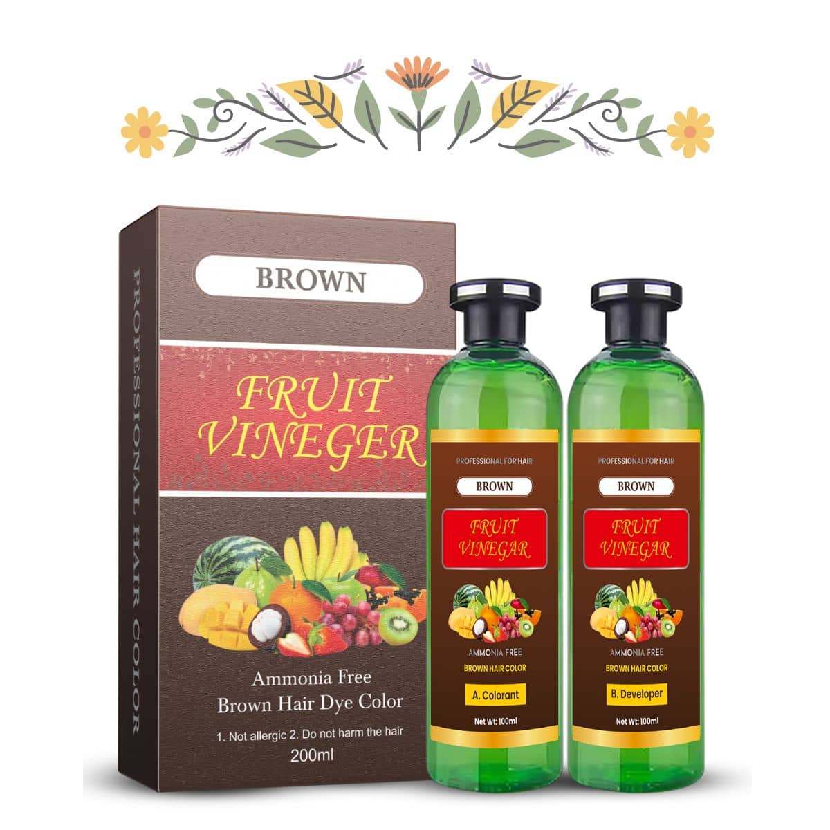 Mabilia Fruit Vinegar Dark Brown Hair Colour Gel Instant Smooth Hair Easy Apply Natural Shine Formula