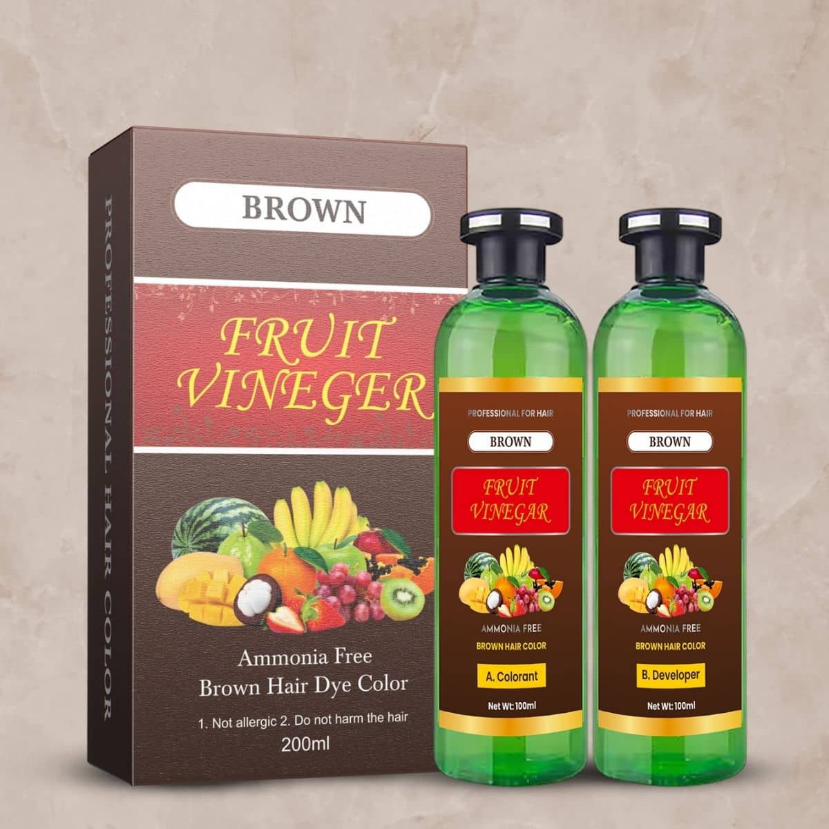 Mabilia Fruit Vinegar Hair Dye Gel Dark Brown Instant Smooth Soft Hair Easy Apply Natural Shine Finish