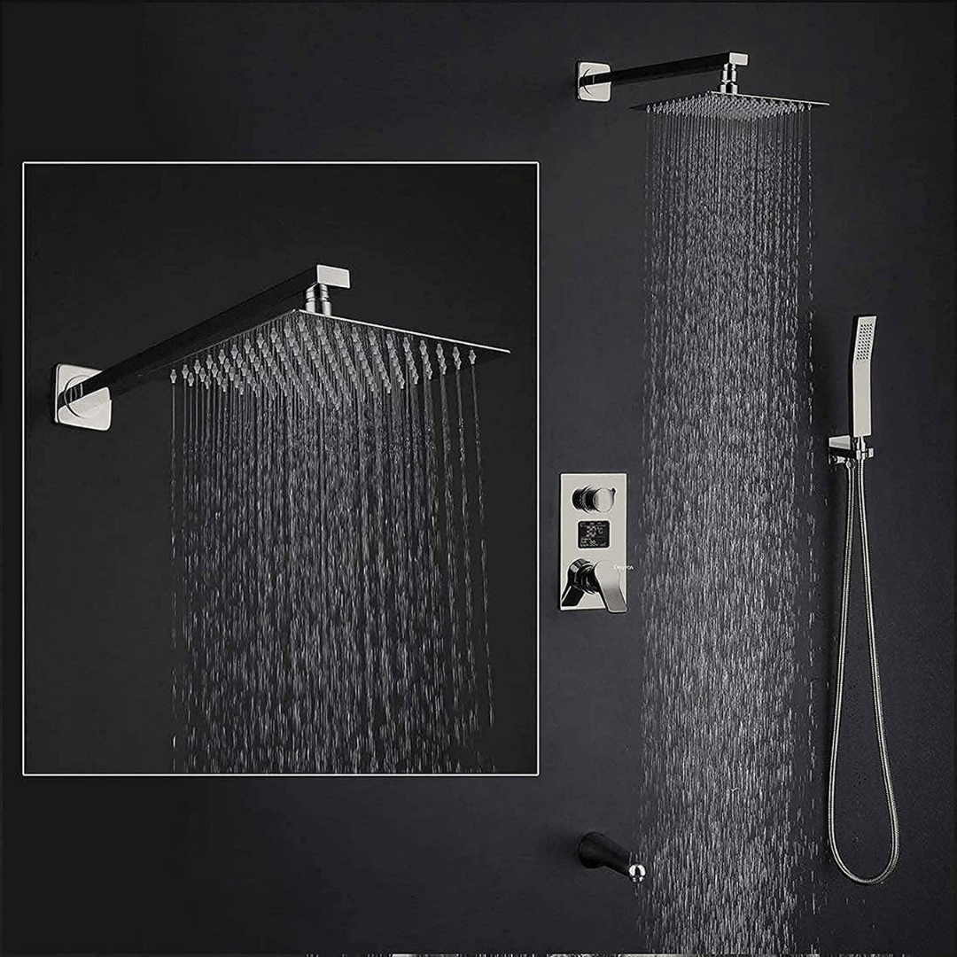 COSVIT 8x8 Ultra Slim Shower with 18" Arm 1Set Stainless Steel Overhead Shower