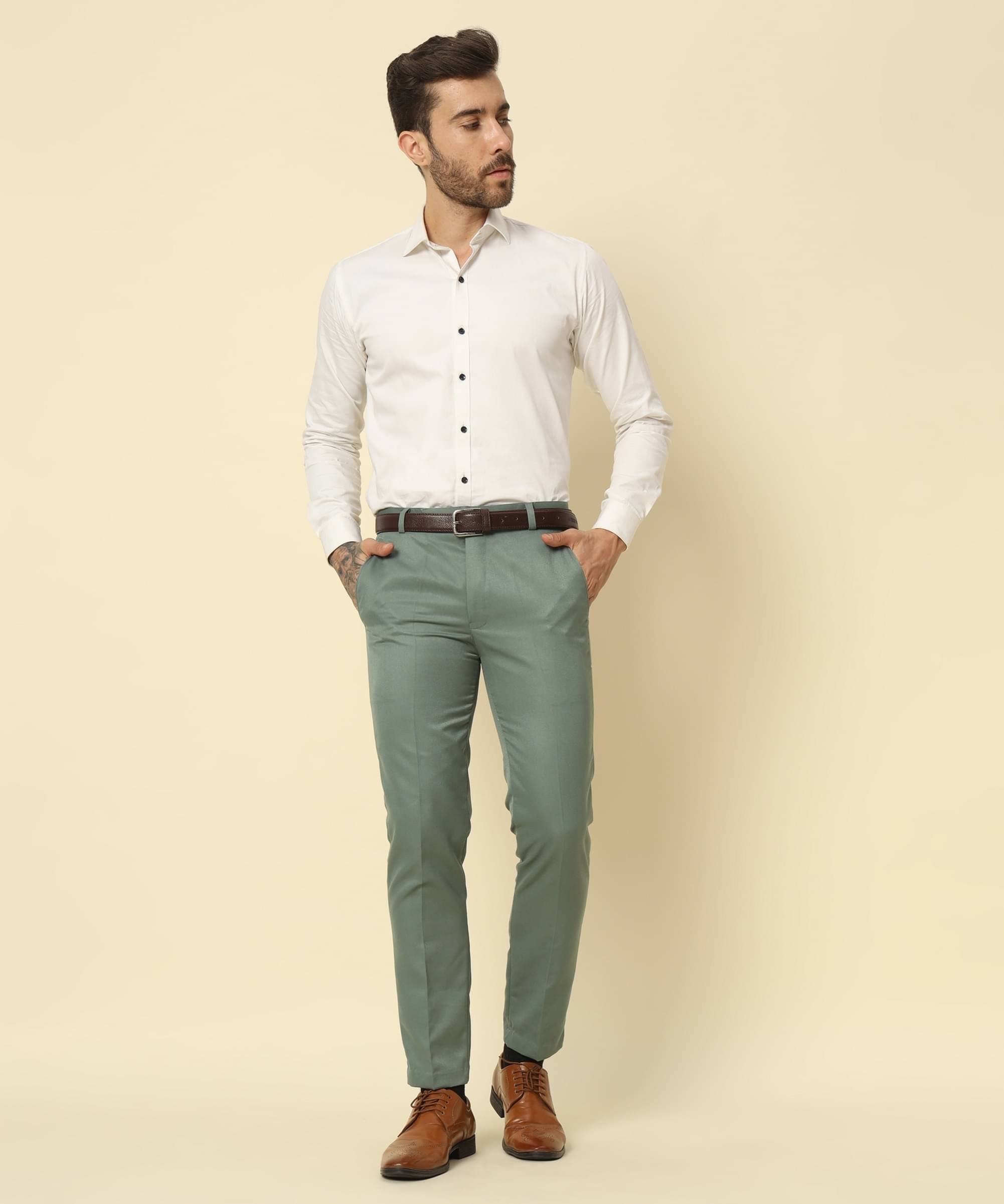     			DUCOHIVE Regular Flat Men's Formal Trouser - Light Green ( Pack of 1 )