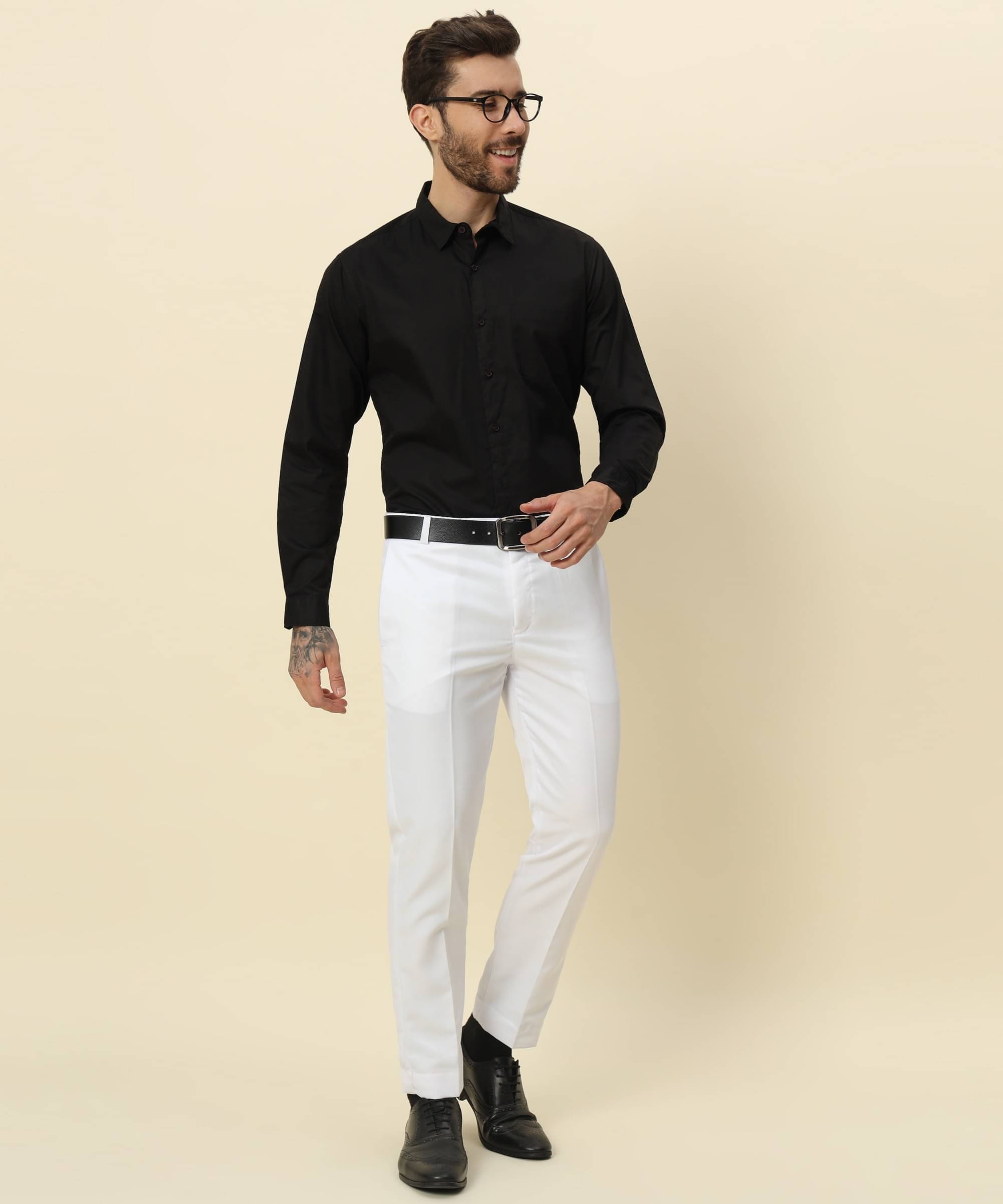     			DUCOHIVE Regular Flat Men's Formal Trouser - White ( Pack of 1 )