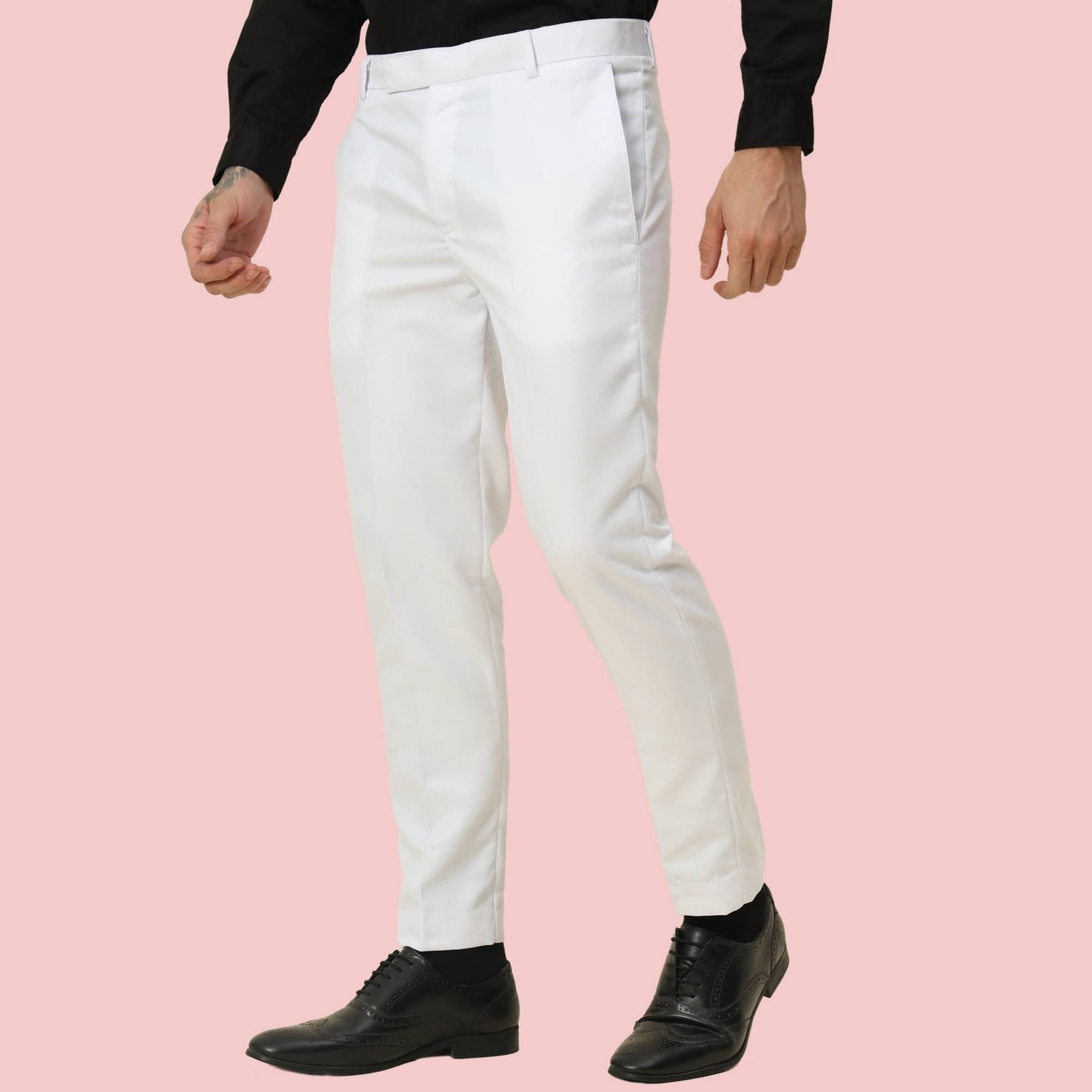     			DUCOHIVE Regular Flat Men's Formal Trouser - White ( Pack of 1 )