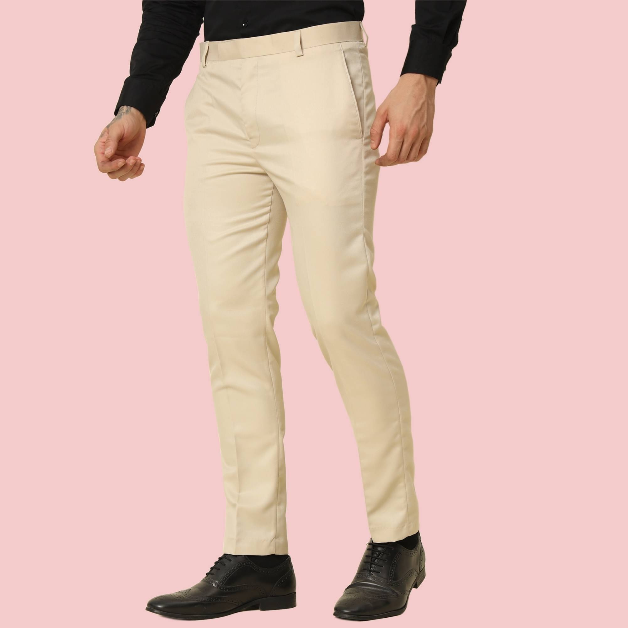     			DUCOHIVE Regular Flat Men's Formal Trouser - Cream ( Pack of 1 )
