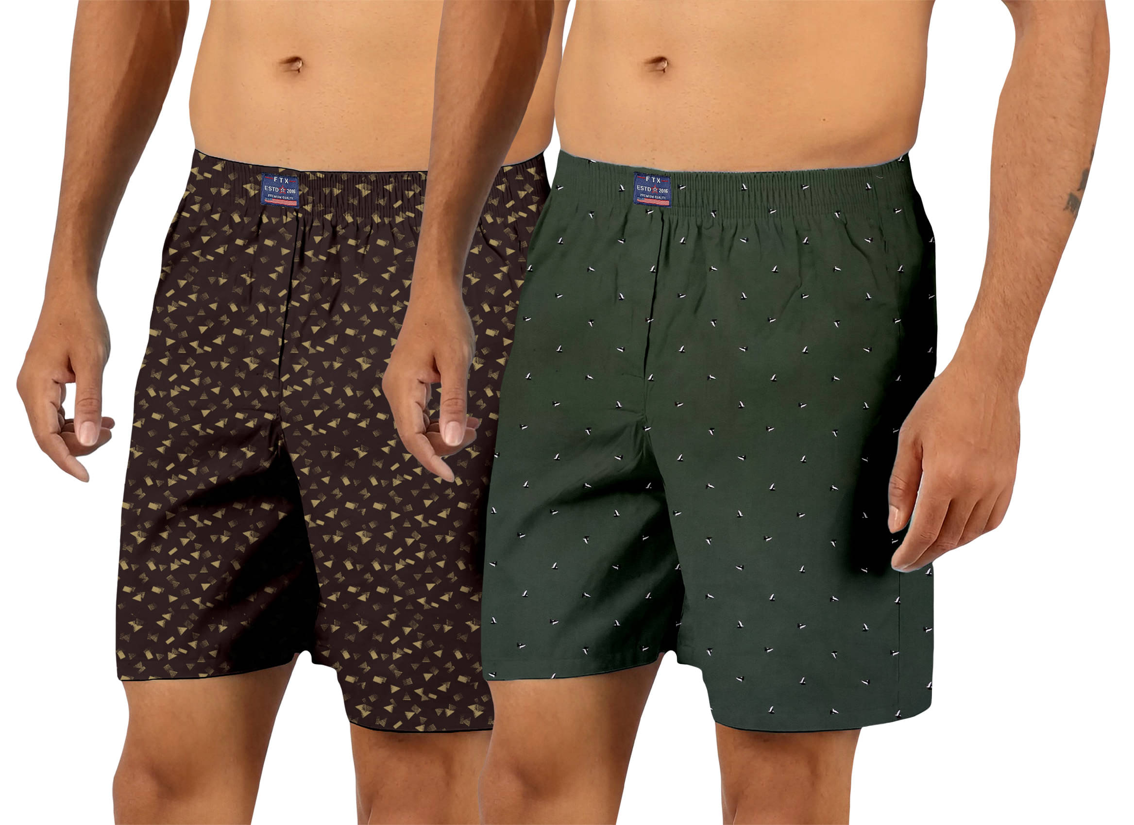     			FTX Pack of 2 Cotton Boxers For Men's ( Brown )