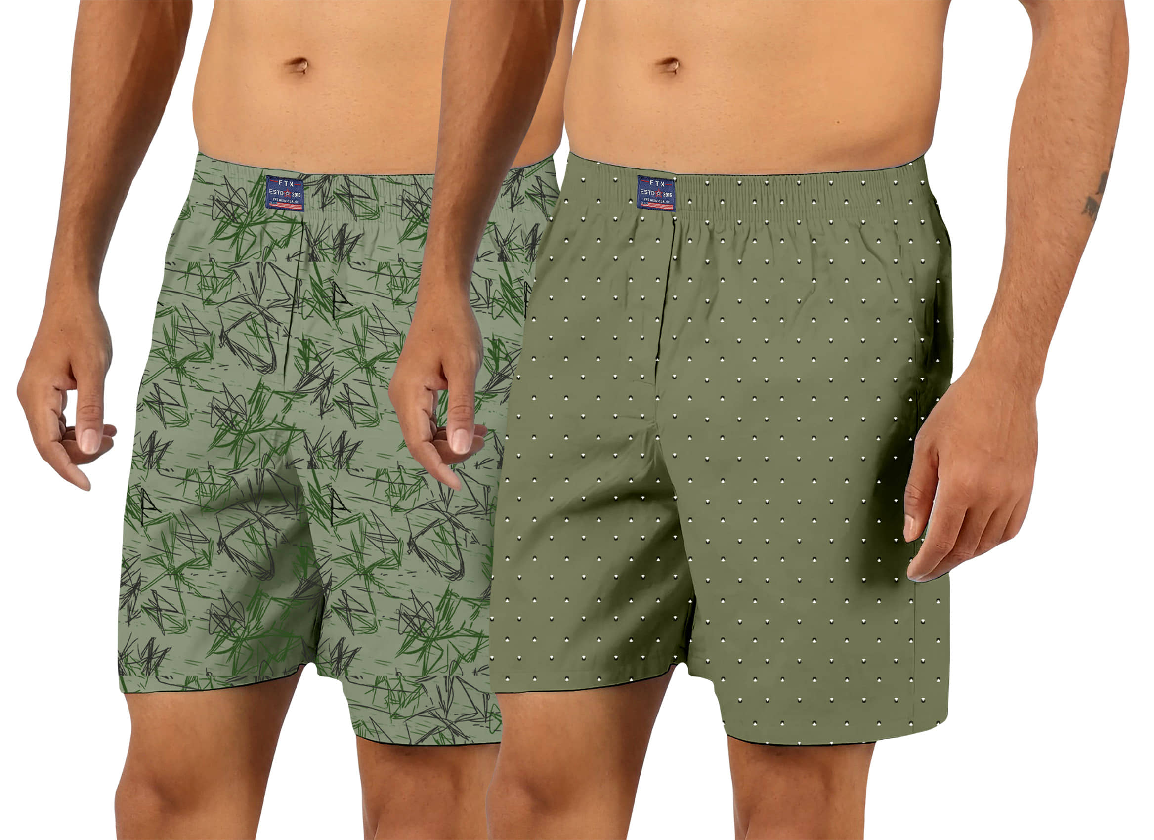 FTX Pack of 2 Cotton Boxers For Men's ( Black )