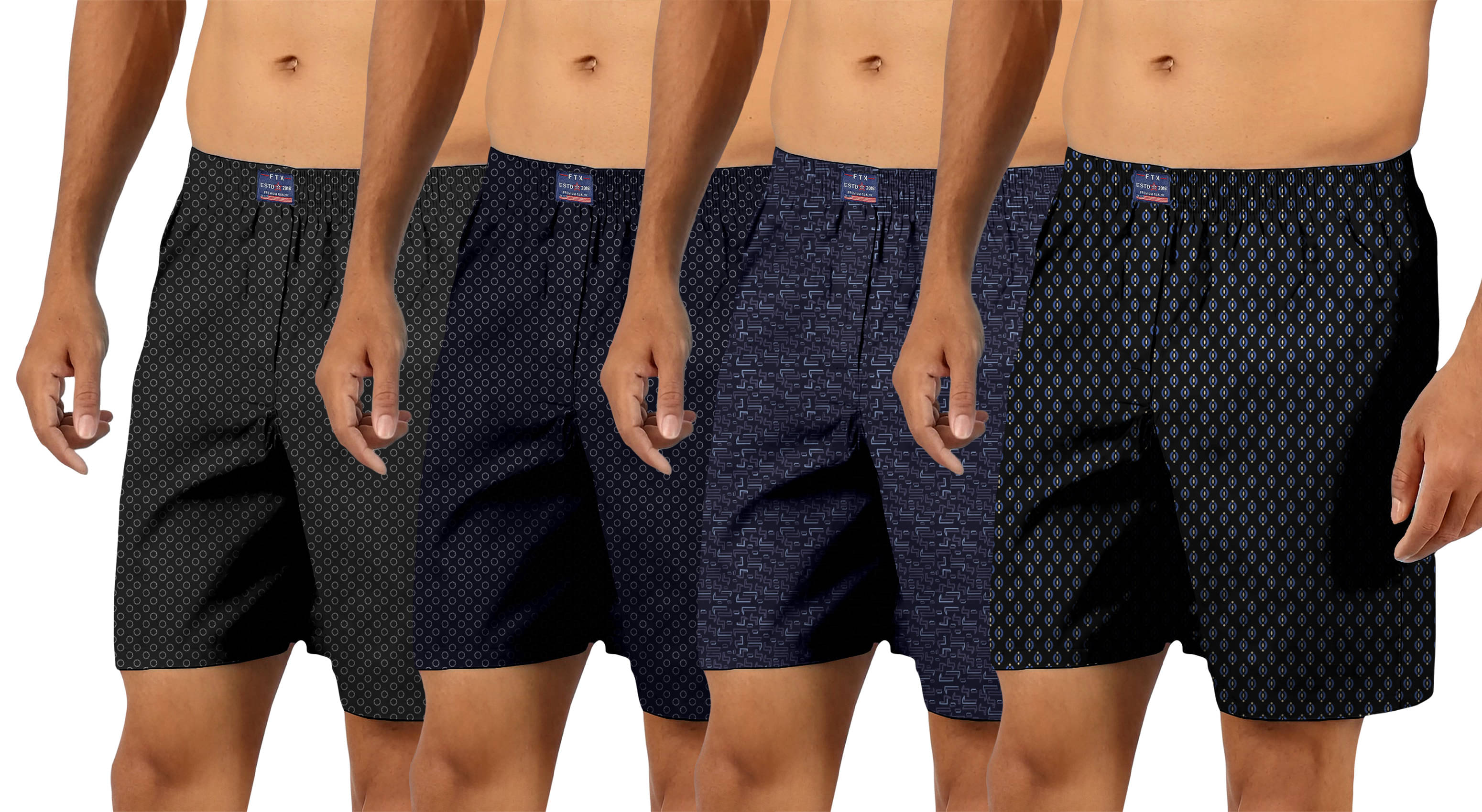     			FTX Pack of 4 Cotton Boxers For Men's ( Black )