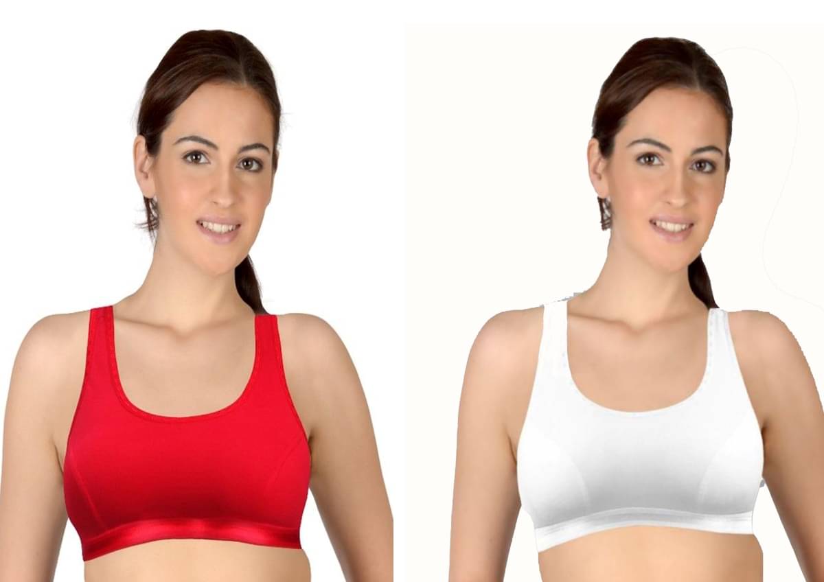     			Ishant Pack of 2 Cotton Non Padded Racerback bra For Women ( Red,White )