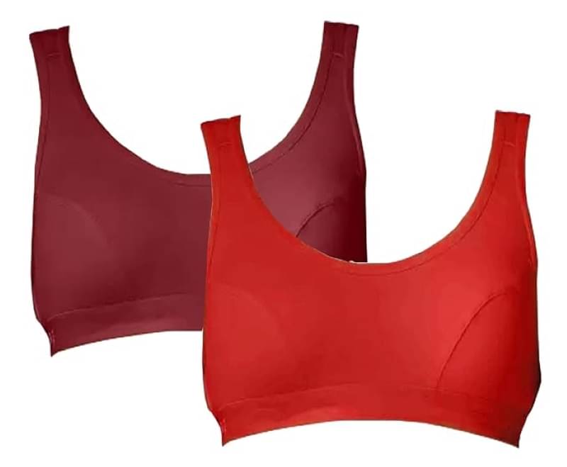     			Ishant Pack of 2 Cotton Non Padded Racerback bra For Women ( Maroon,Red )