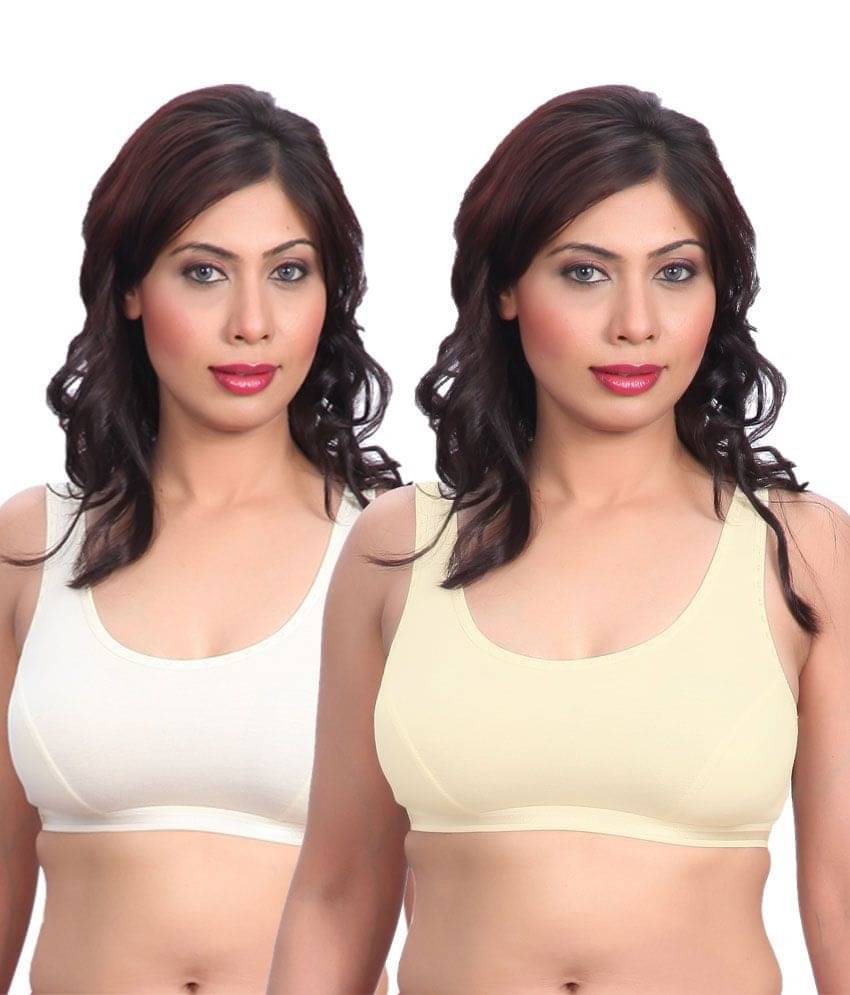 Ishant Pack of 2 Cotton Non Padded Racerback bra For Women ( Beige,White ) Ishant Pack of 2 Cotton Non Padded Racerback bra For Women ( Beige,White )