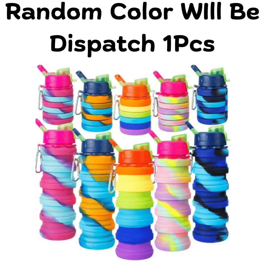     			Kalra Magic BPA Free 500ml Reusable Silicone Collapsible Water Bottle Foldable Portable Food Grade Cup with Cover for Sports & Dining Pack 1 (Multi-Color)