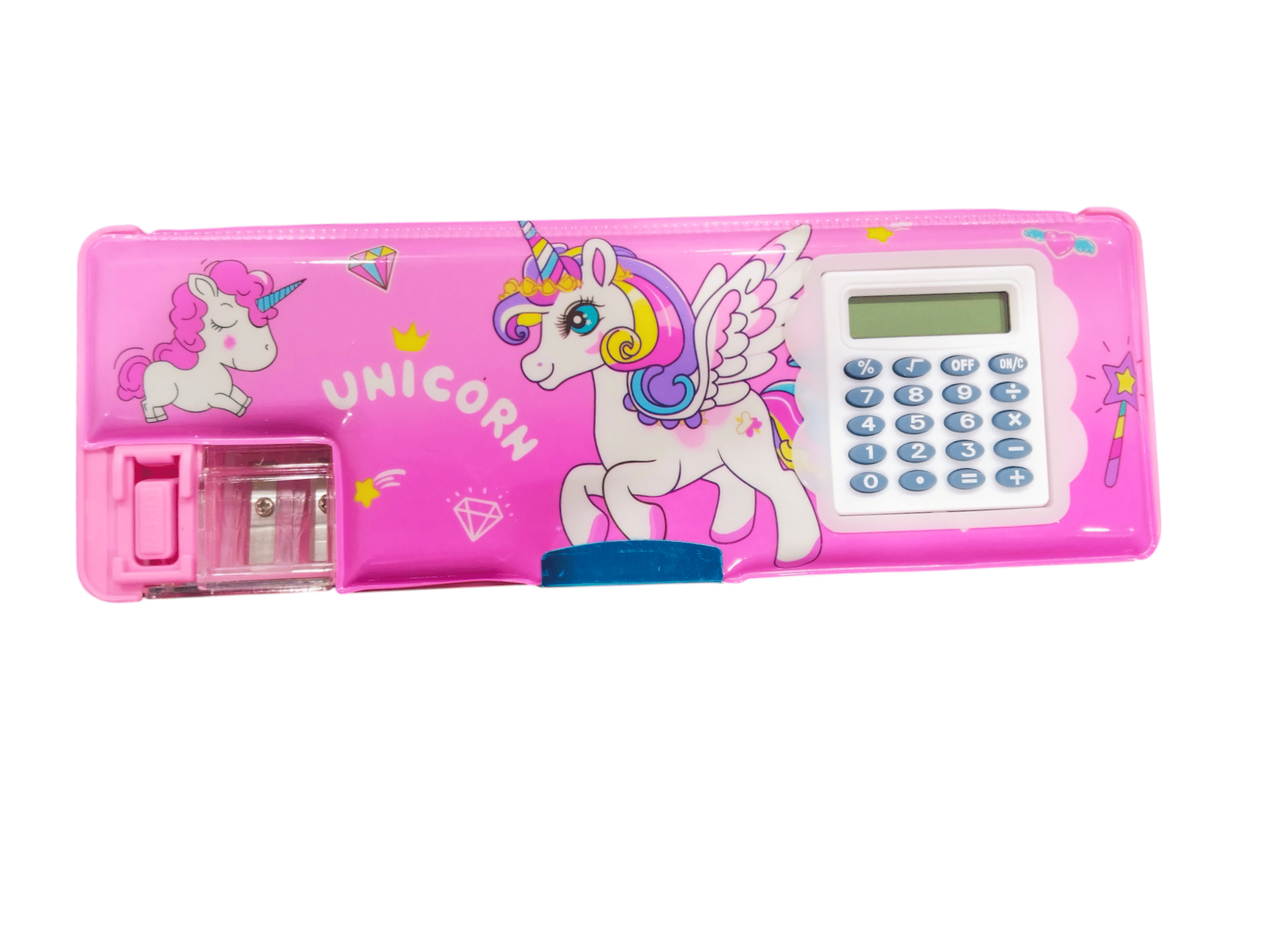 Kalra Magic Children's Calculator Plastic Stationery Box Primary School Cartoon Double Sided Tape Multifunctional Pencil Box ( 1 Pack )