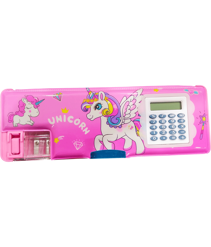 Kalra Magic Children's Calculator Plastic Stationery Box Primary School Cartoon Double Sided Tape Multifunctional Pencil Box ( 1 Pack ) - Stationery | Buy online on ZillyBuy