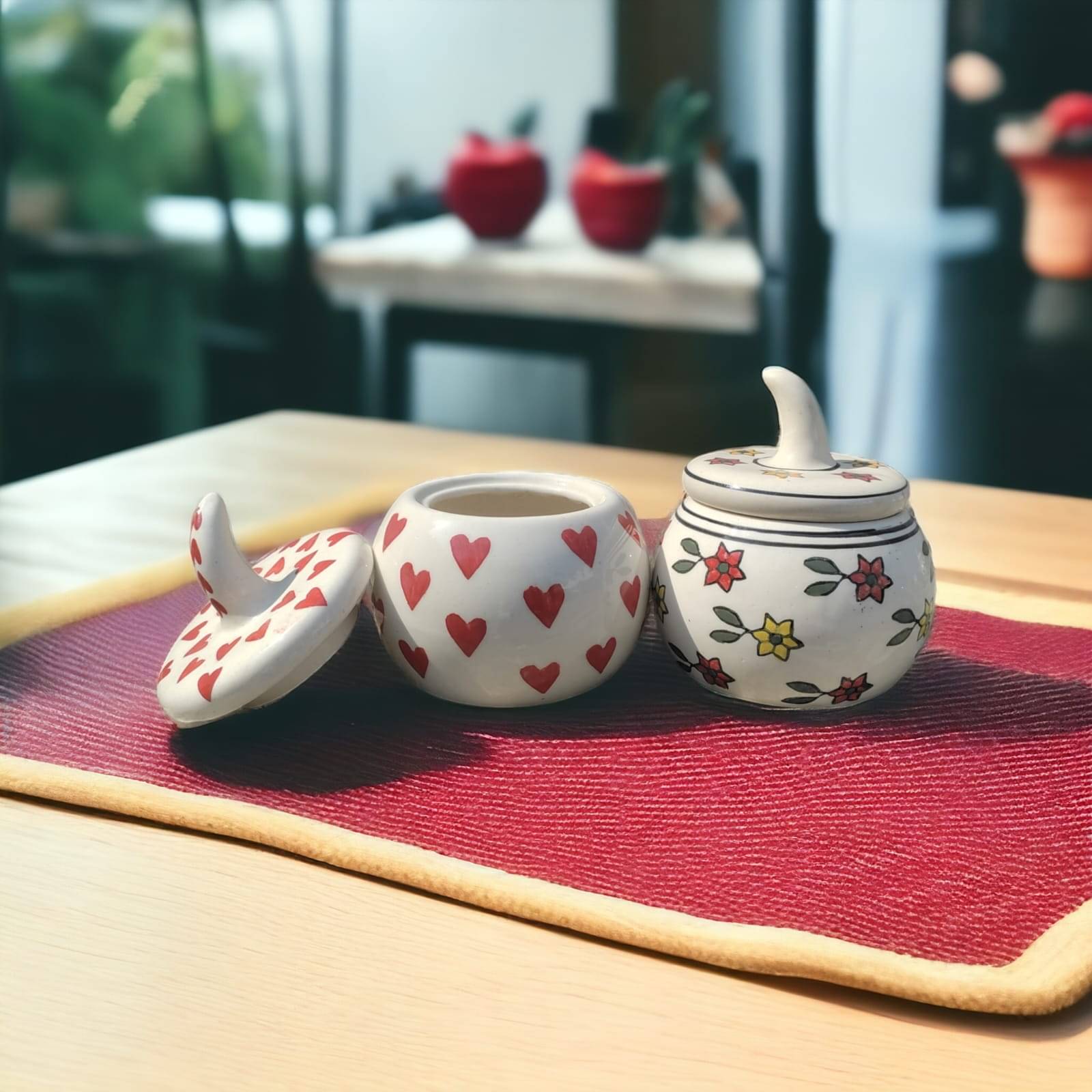     			Malaikah Multi Combo Salt Jar Ceramic Black Tea/Coffee/Sugar Container ( Set of 2 )