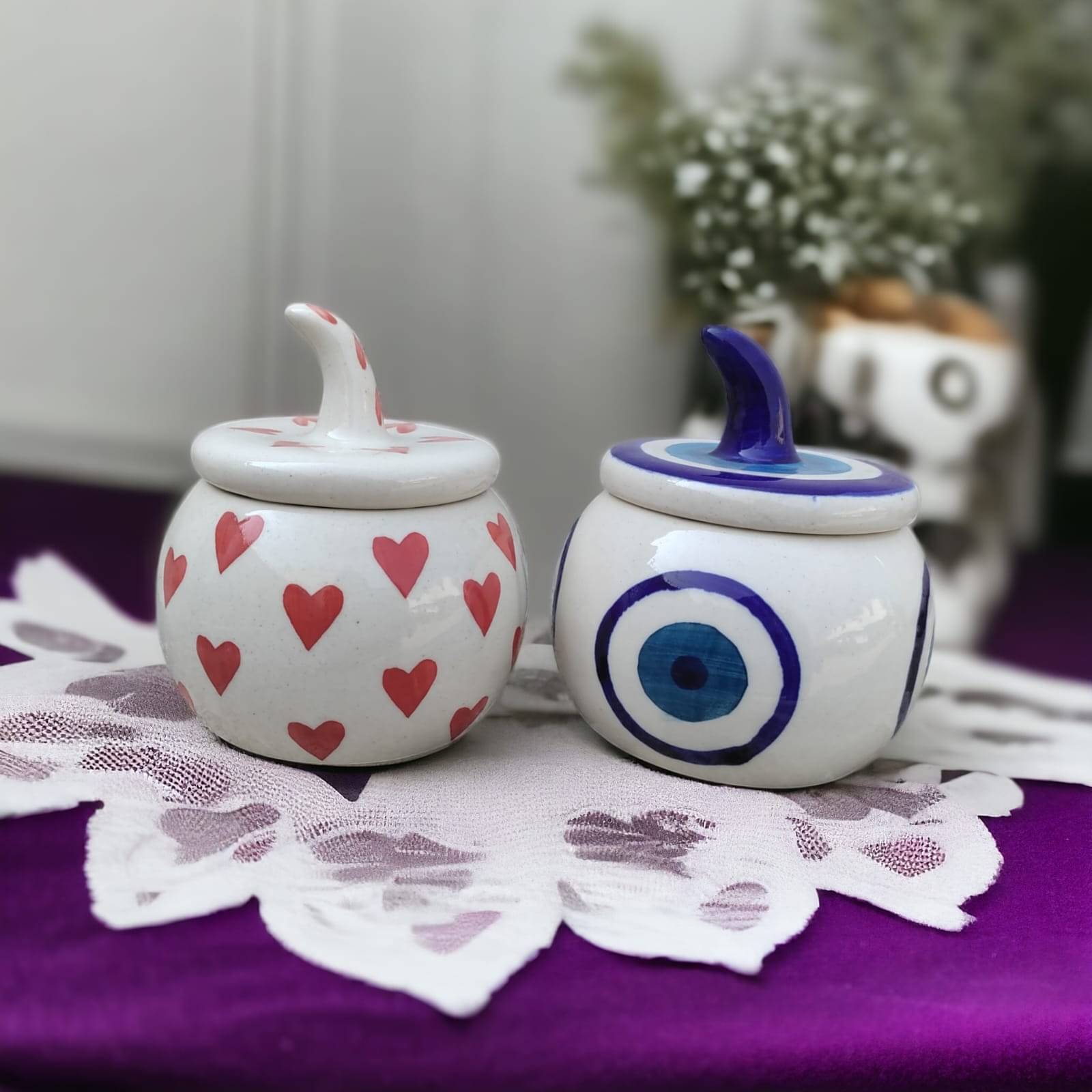     			Malaikah Multi Combo Salt Jar Ceramic Cream Tea/Coffee/Sugar Container ( Set of 2 )