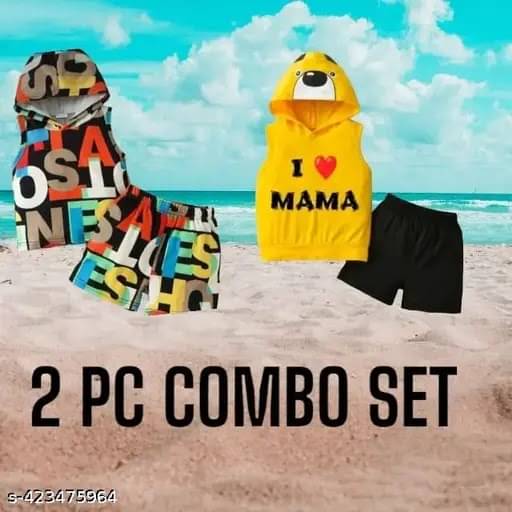 ODIMENT Pack of 2 Unisex Cotton T-Shirt & Shorts Set ( Multicolor ) ODIMENT Pack of 2 Unisex Cotton T-Shirt & Shorts Set ( Multicolor )