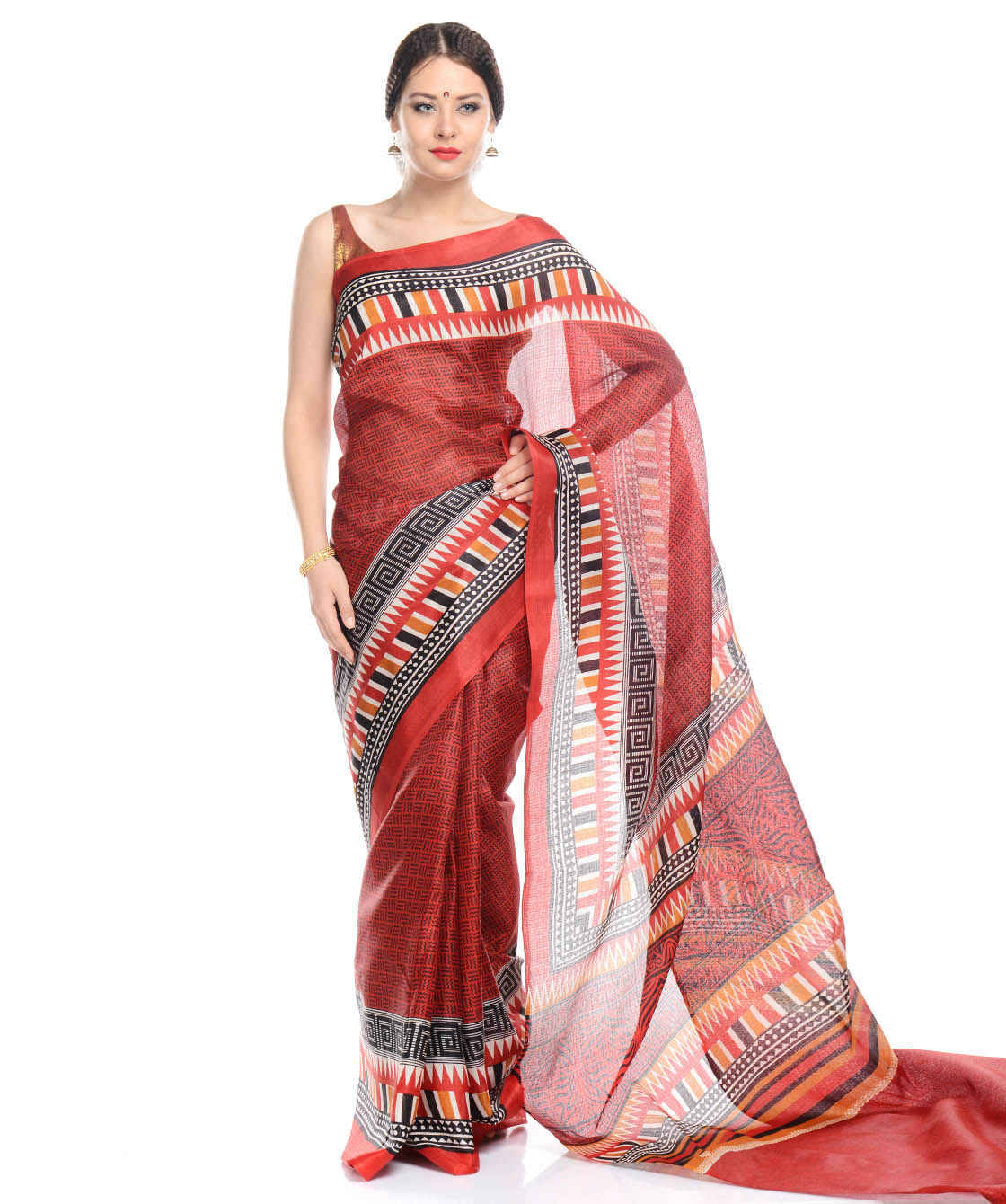     			RCPC Art Silk Printed Saree With Unstitched Blouse Piece ( Maroon )