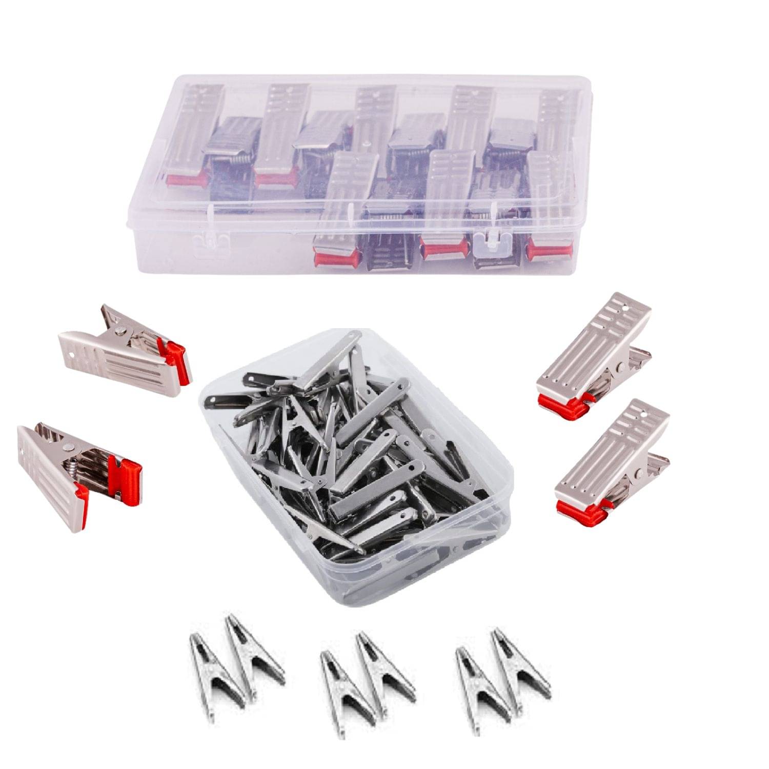 REVV UP Stainless Cloth Clips Combo 18Pcs Clip Box and 36 Pcs Clip Box | Cloth Peg | Anti slip cloth clips | Steel cloth clips REVV UP Stainless Cloth Clips Combo 18Pcs Clip Box and 36 Pcs Clip Box | Cloth Peg | Anti slip cloth clips | Steel cloth clips