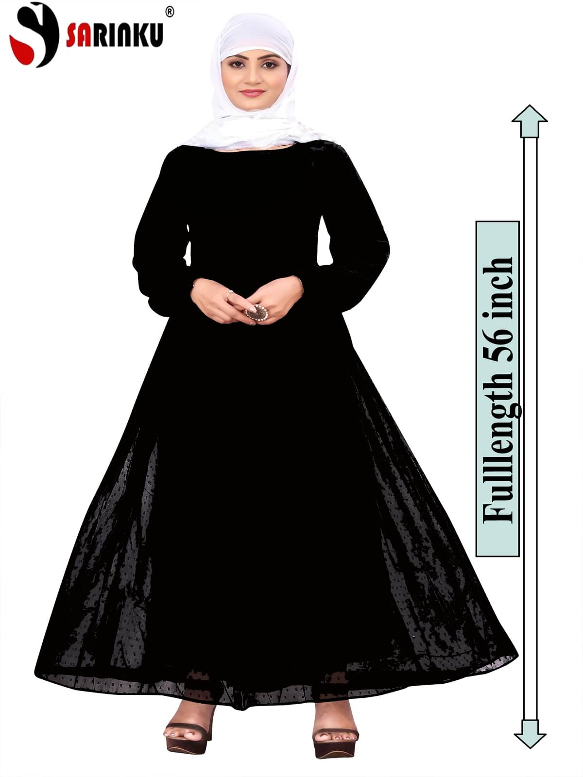     			SARINKU Georgette Burqa without Hijab Black ( Pack of 1 )