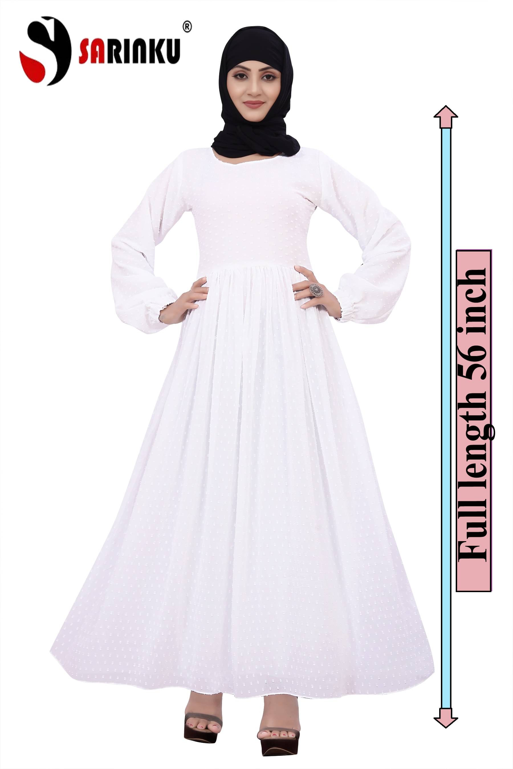     			SARINKU Georgette Burqa without Hijab White ( Pack of 1 )