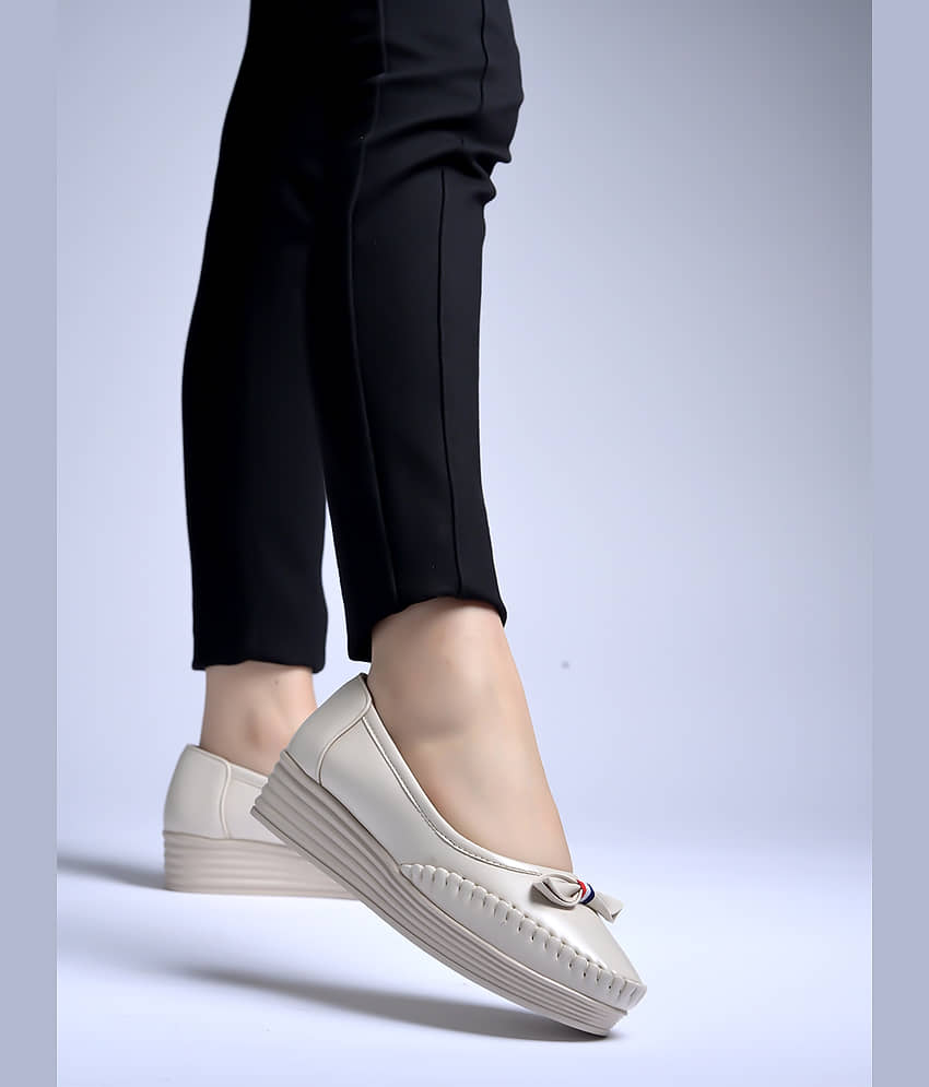 Shoetopia Cream Women's Loafers - Casual Shoes | Buy online on ZillyBuy