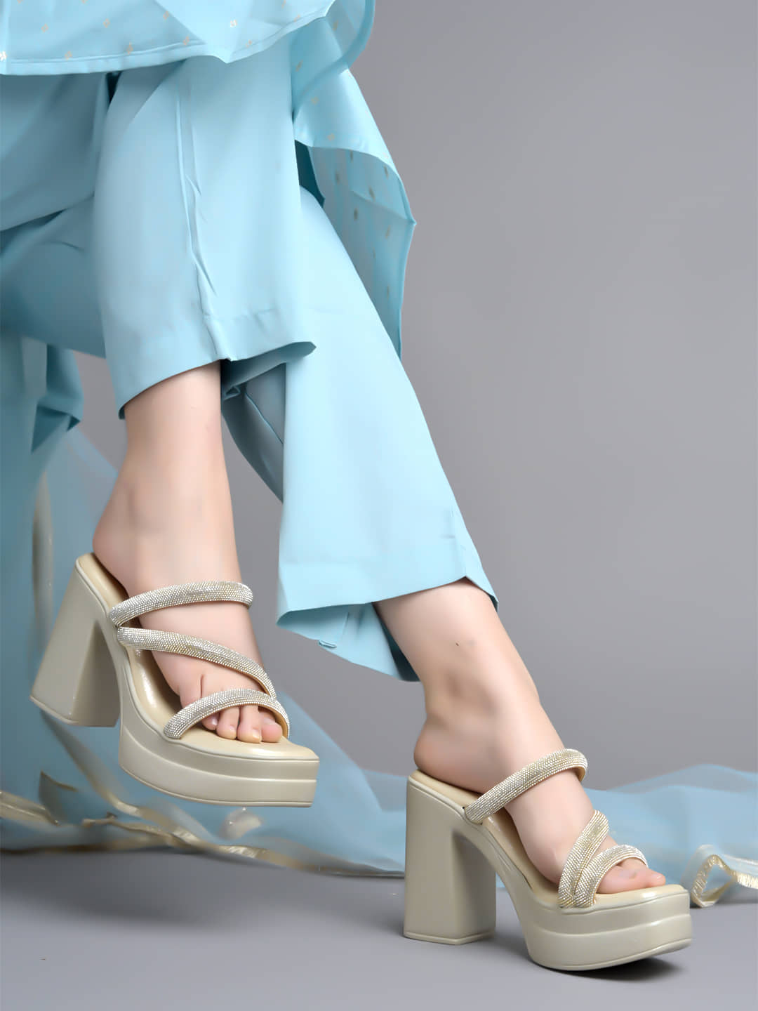 Shoetopia Gold Women's Slip On Heels - Heels | Buy online on ZillyBuy