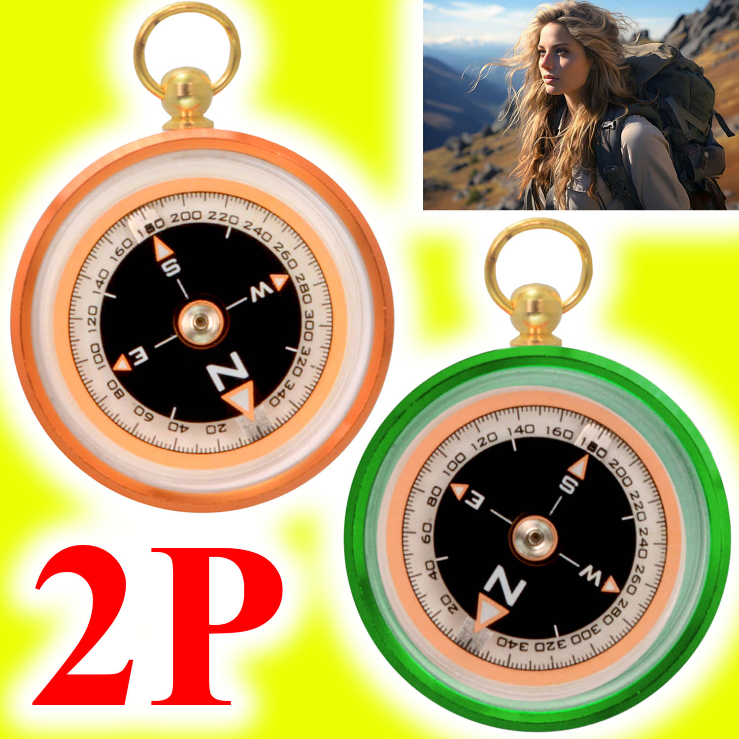 2 Piece Military Hiking Camping Lens Magnetic Compass - Sports and Fitness Equipment | Buy online on ZillyBuy