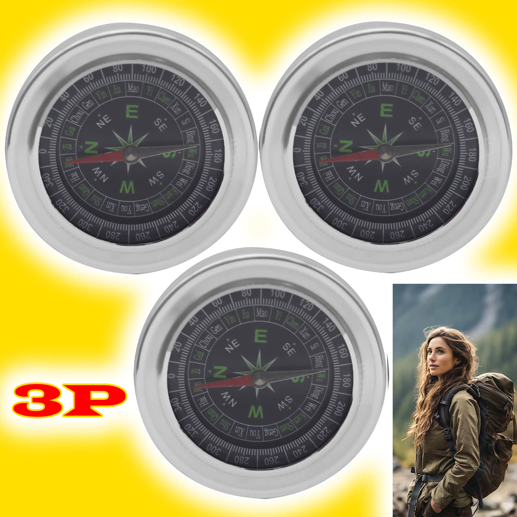 3 Pieces 7cm Military Magnetic Compass - Sports and Fitness Equipment | Buy online on ZillyBuy
