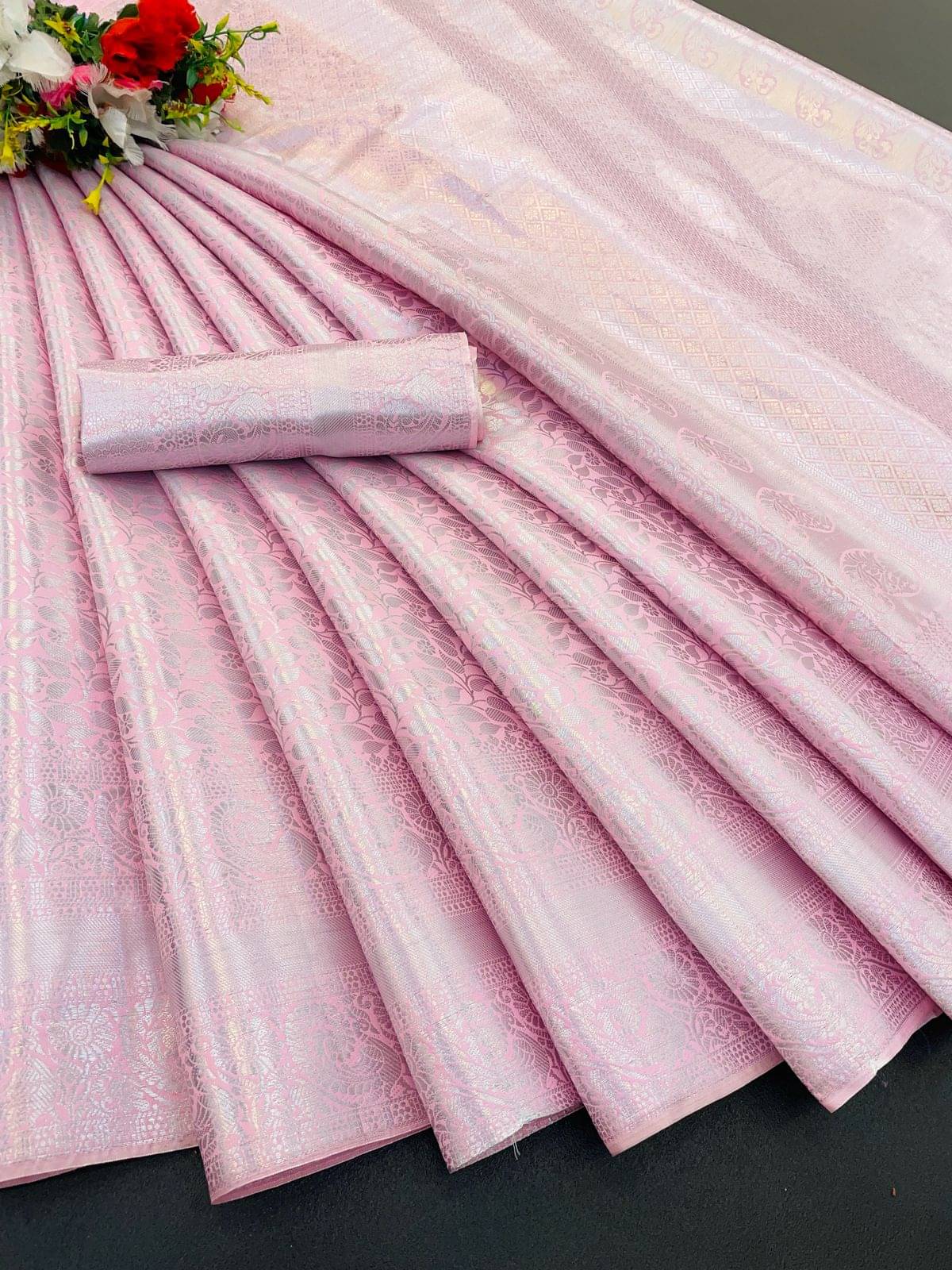     			Apnisha Banarasi Silk Self Design Saree With Unstitched Blouse Piece ( Pink )
