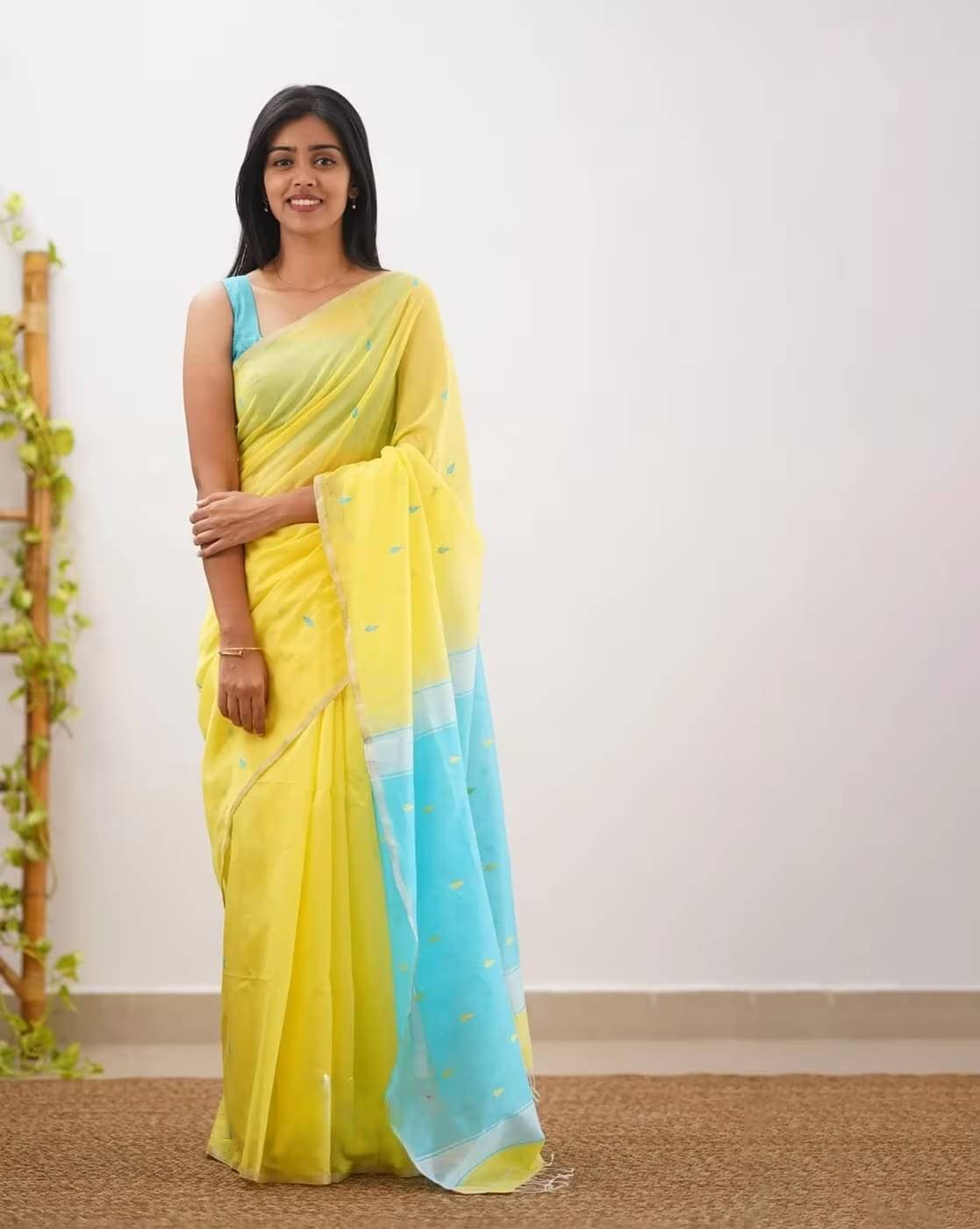    			Apnisha Chanderi Colorblock Saree With Unstitched Blouse Piece ( Multicolor 13 )