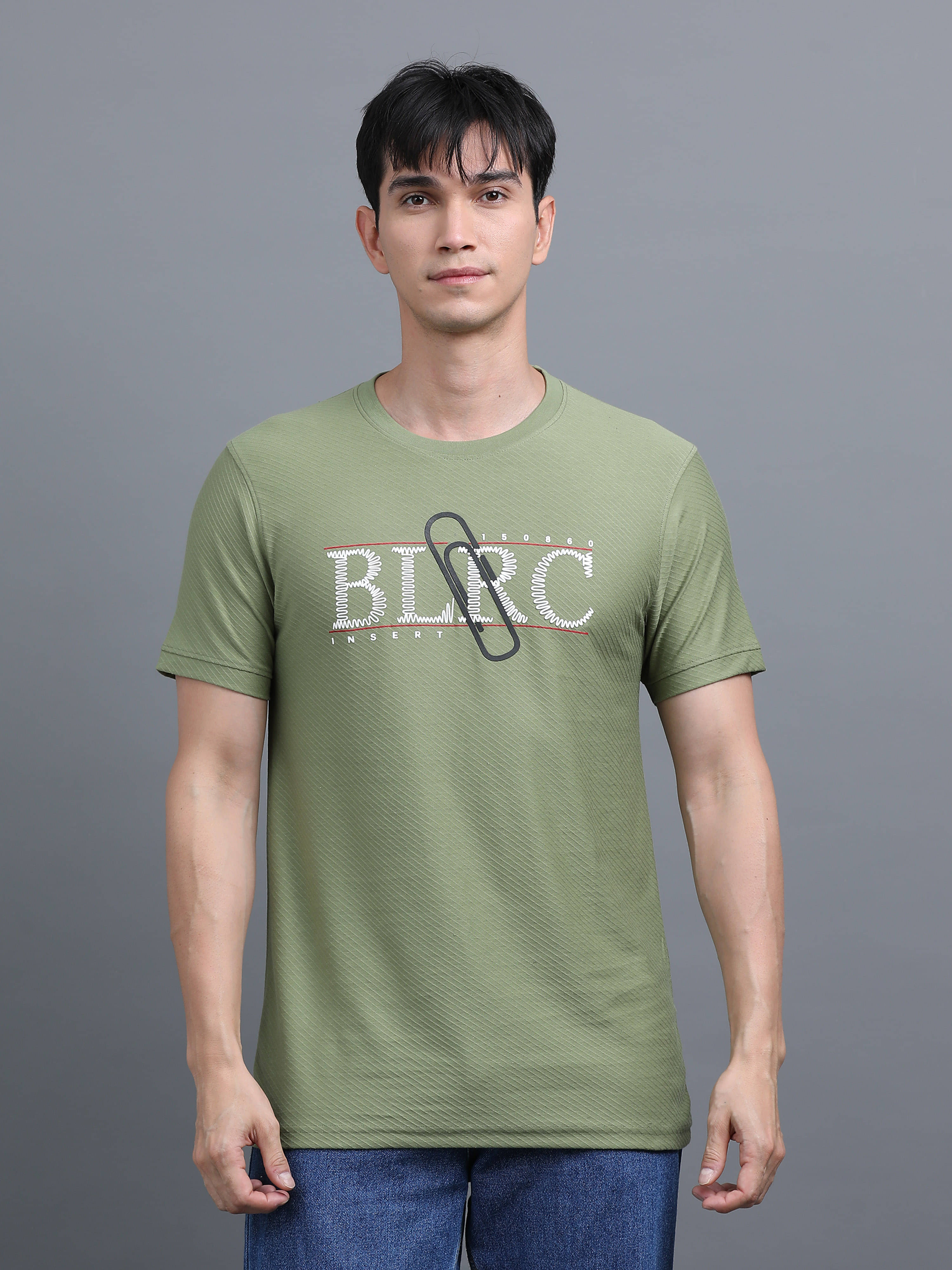     			BLUE ARC Cotton Blend Regular Fit Printed Half Sleeves Men's Round T-Shirt - Green ( Pack of 1 )
