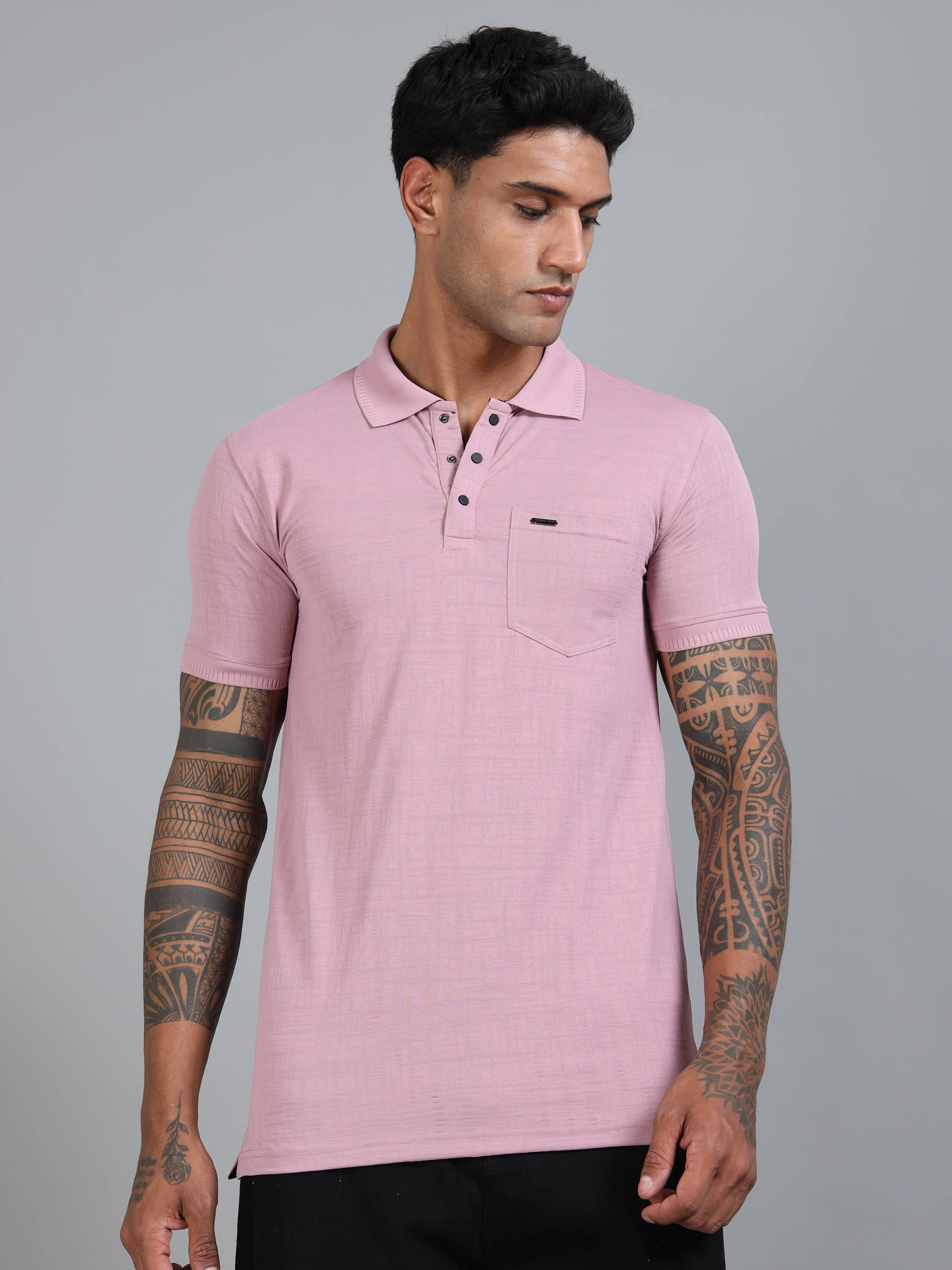     			BLUE ARC Pack of 1 Polyester Regular Fit Solid Half Sleeves Men's Polo T Shirt ( Pink )