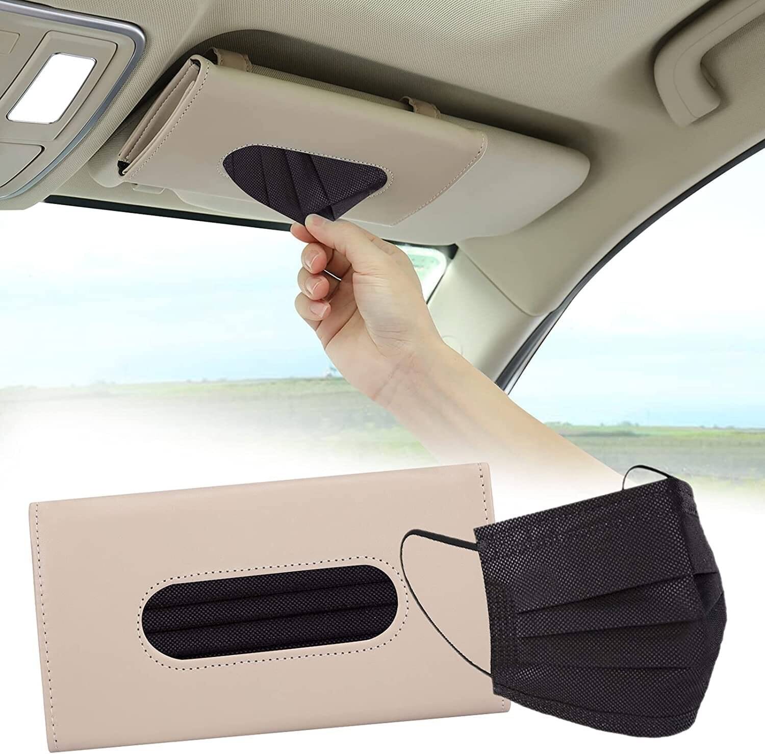     			CAMPARK Car Tissue Dispenser Leather Beige