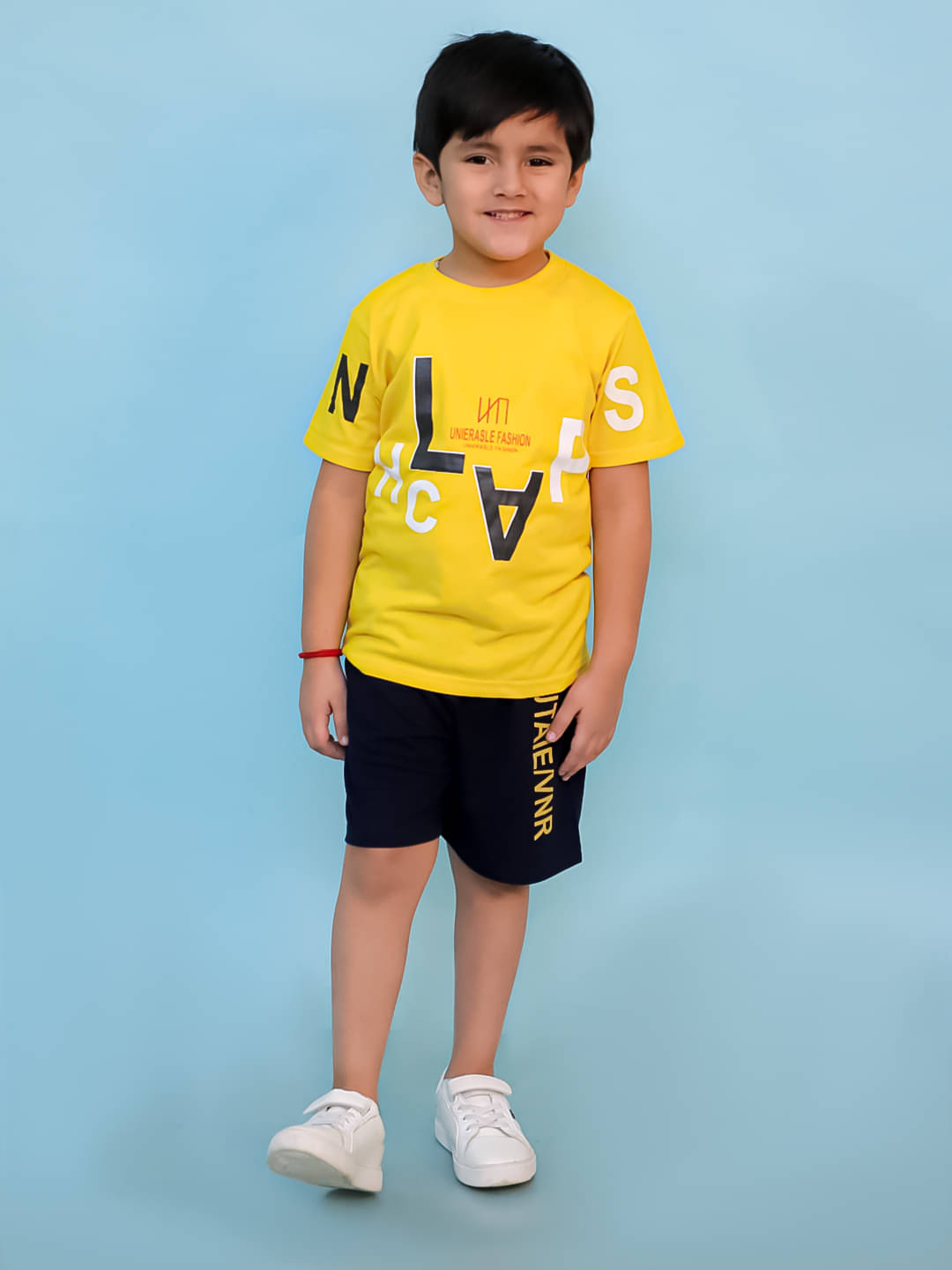     			Chandrika Pack of 1 Boys Cotton Blend T-Shirt & Shorts Set ( Yellow )