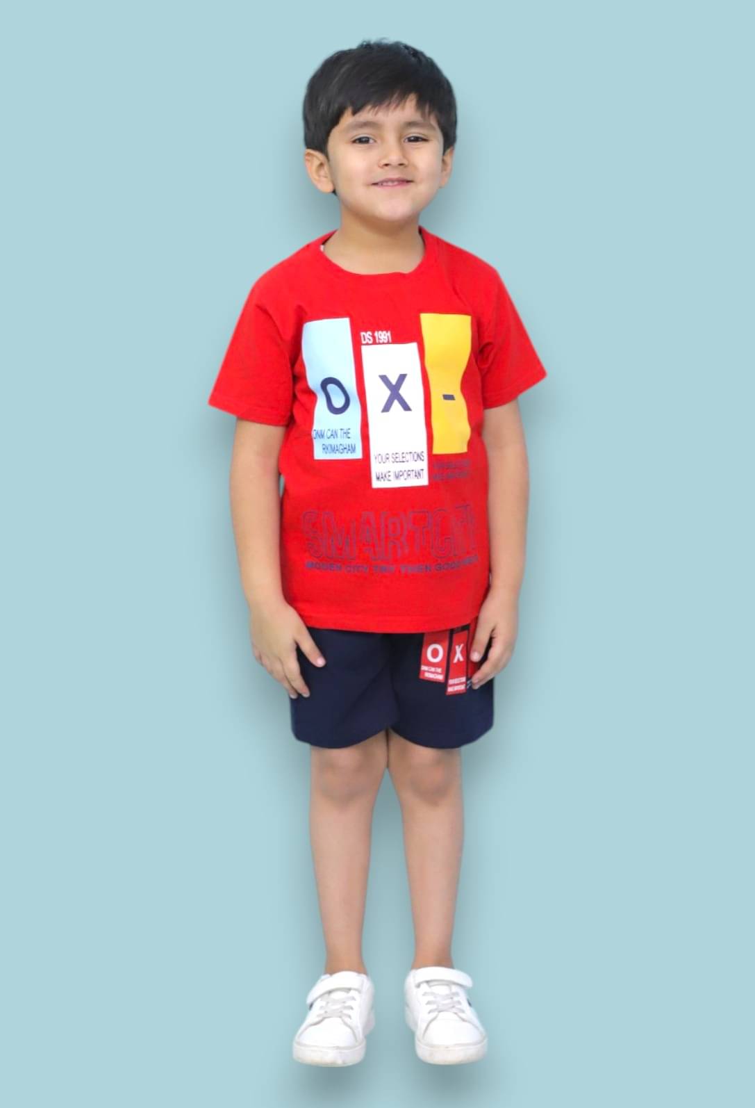     			Chandrika Pack of 1 Boys Cotton Blend T-Shirt & Shorts Set ( Red )
