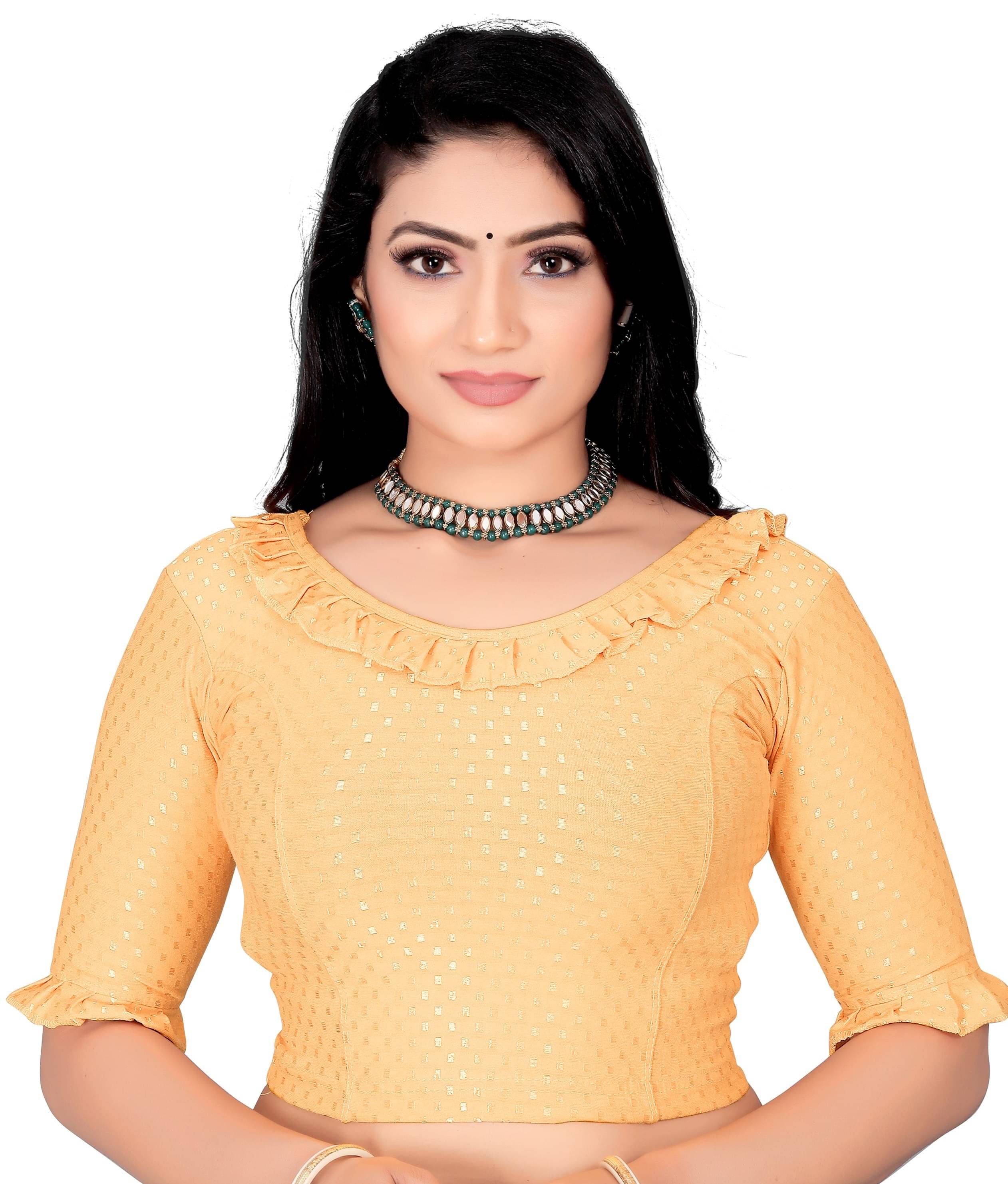     			DELTIN HUB Beige Readymade without Pad Silk Blend Women's Blouse ( Pack of 1 )