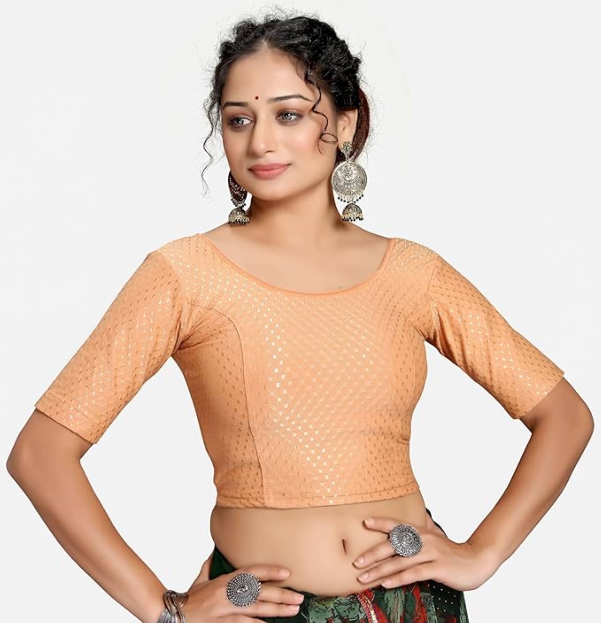     			DELTIN HUB Beige Readymade without Pad Silk Blend Women's Blouse ( Pack of 1 )
