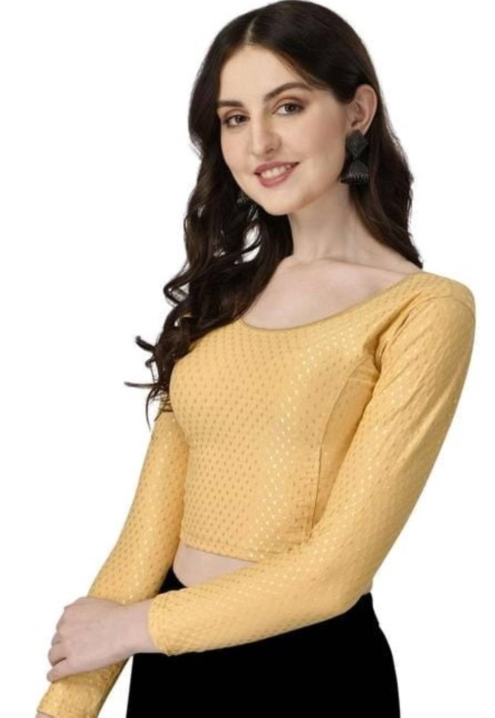     			DELTIN HUB Beige Readymade without Pad Silk Blend Women's Blouse ( Pack of 1 )