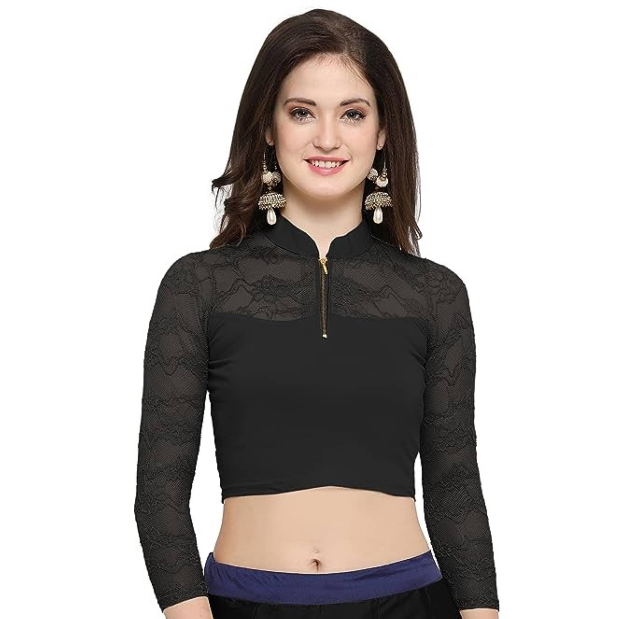     			DELTIN HUB Black Readymade without Pad Cotton Blend Women's Blouse ( Pack of 1 )