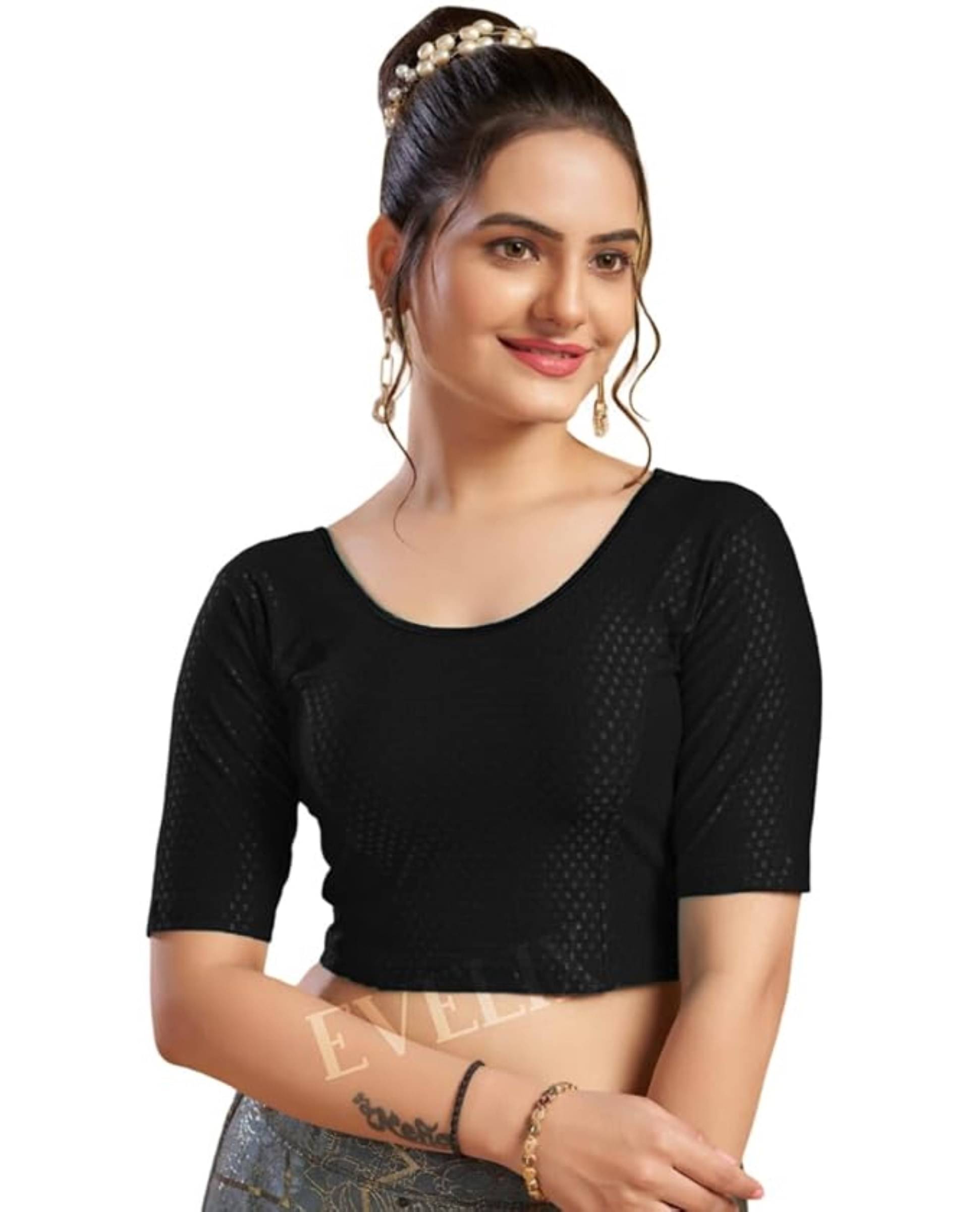 DELTIN HUB Black Readymade without Pad Silk Blend Women's Blouse ( Pack of 1 ) DELTIN HUB Black Readymade without Pad Silk Blend Women's Blouse ( Pack of 1 )