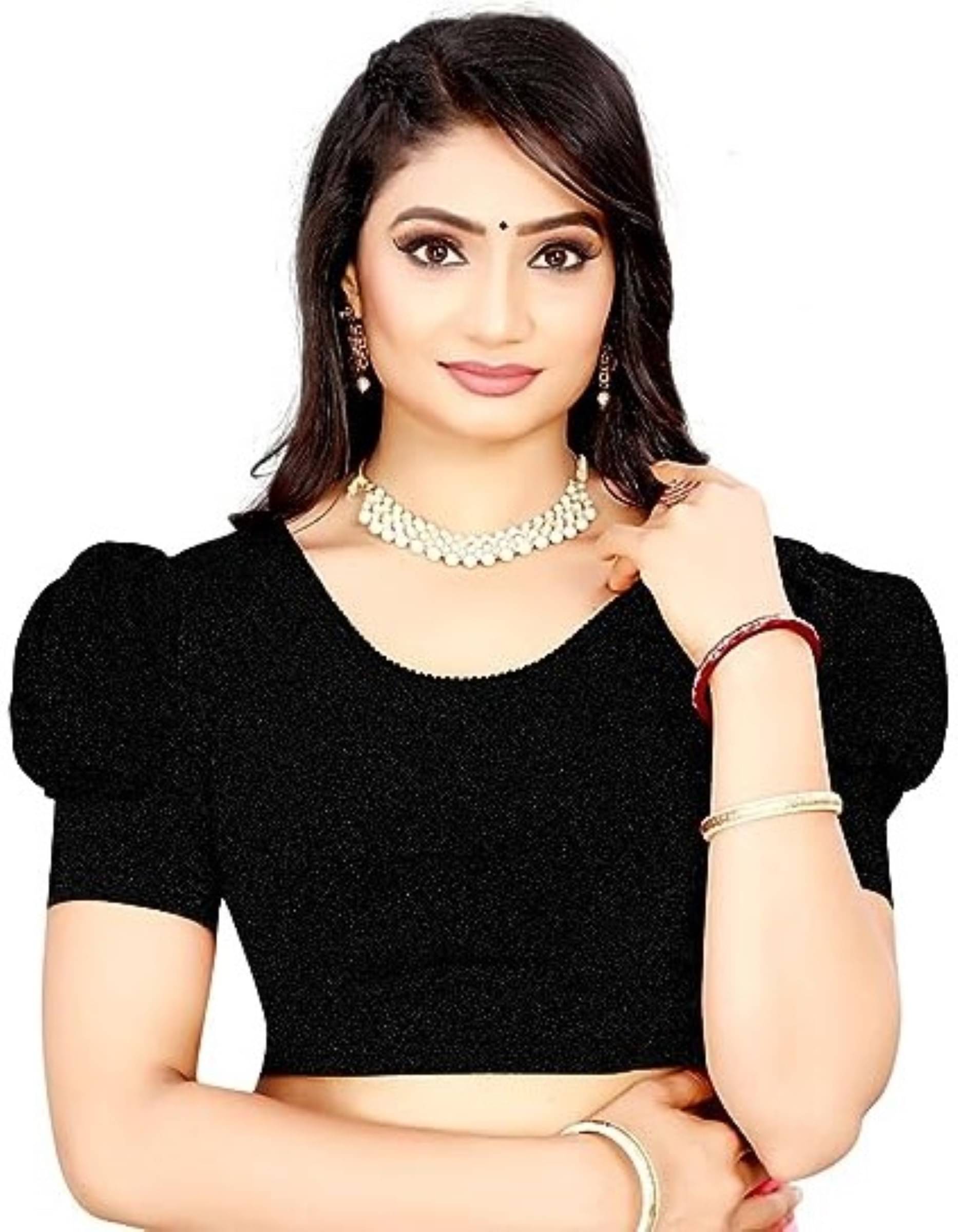 DELTIN HUB Black Readymade without Pad Jacquard Women's Blouse ( Pack of 1 ) DELTIN HUB Black Readymade without Pad Jacquard Women's Blouse ( Pack of 1 )