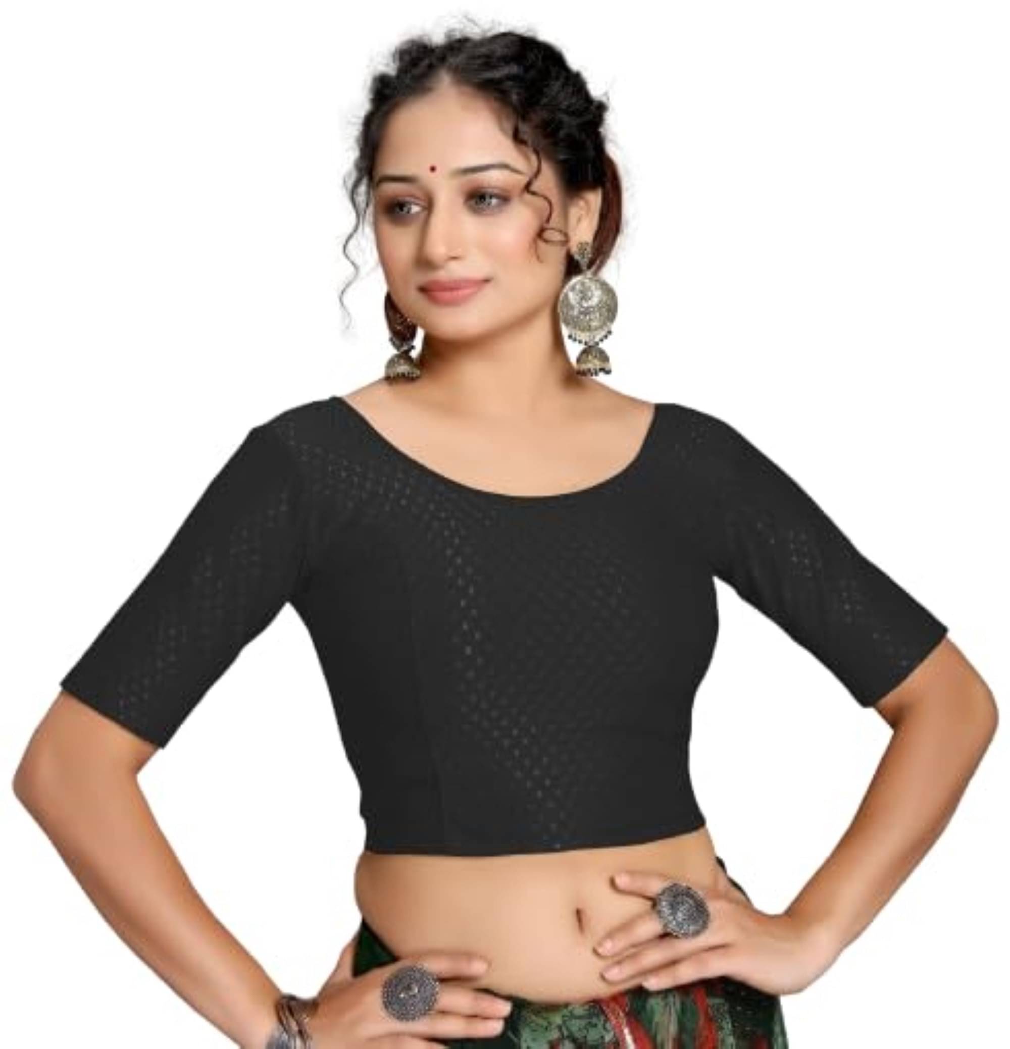     			DELTIN HUB Black Readymade without Pad Silk Blend Women's Blouse ( Pack of 1 )