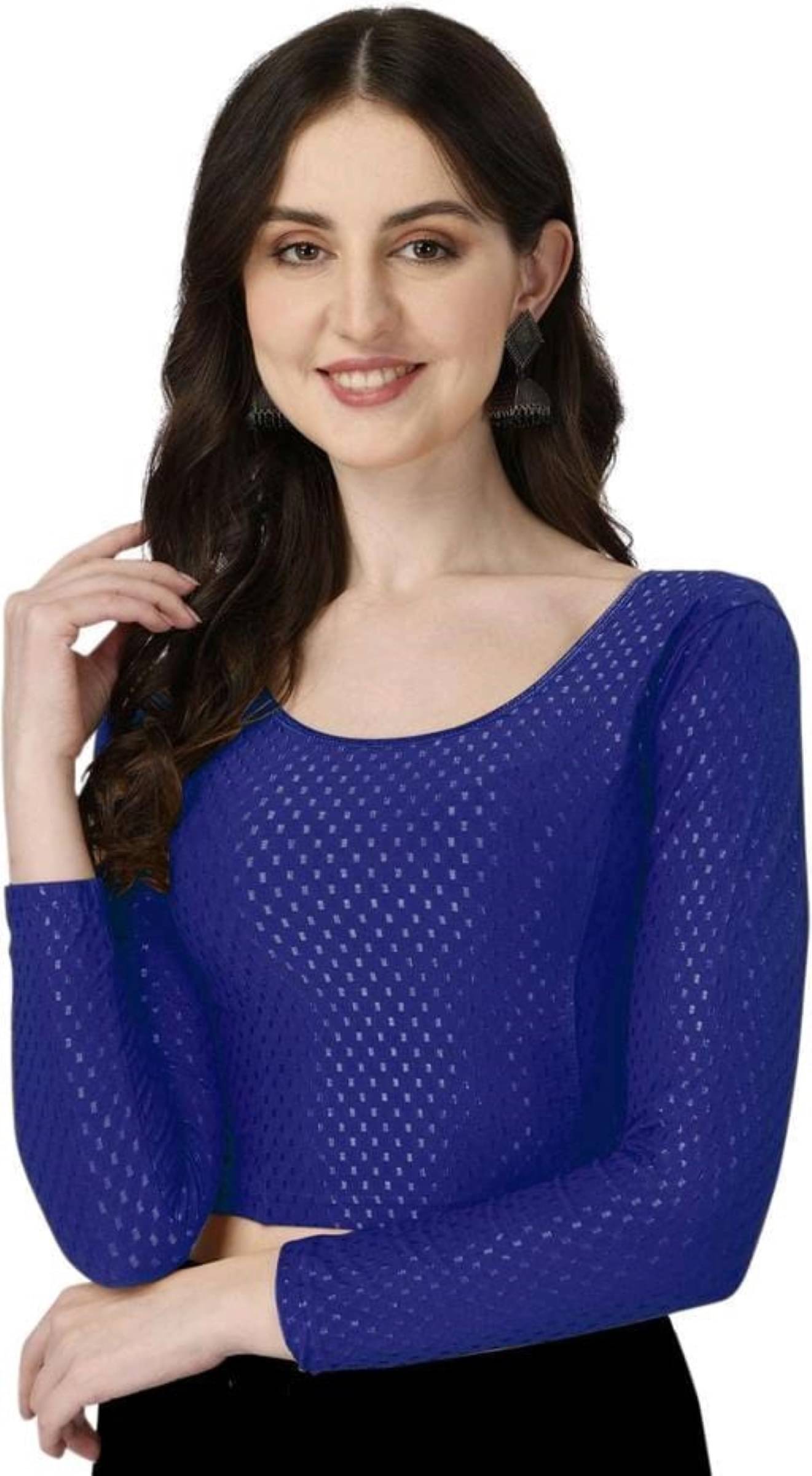     			DELTIN HUB Blue Readymade without Pad Silk Blend Women's Blouse ( Pack of 1 )