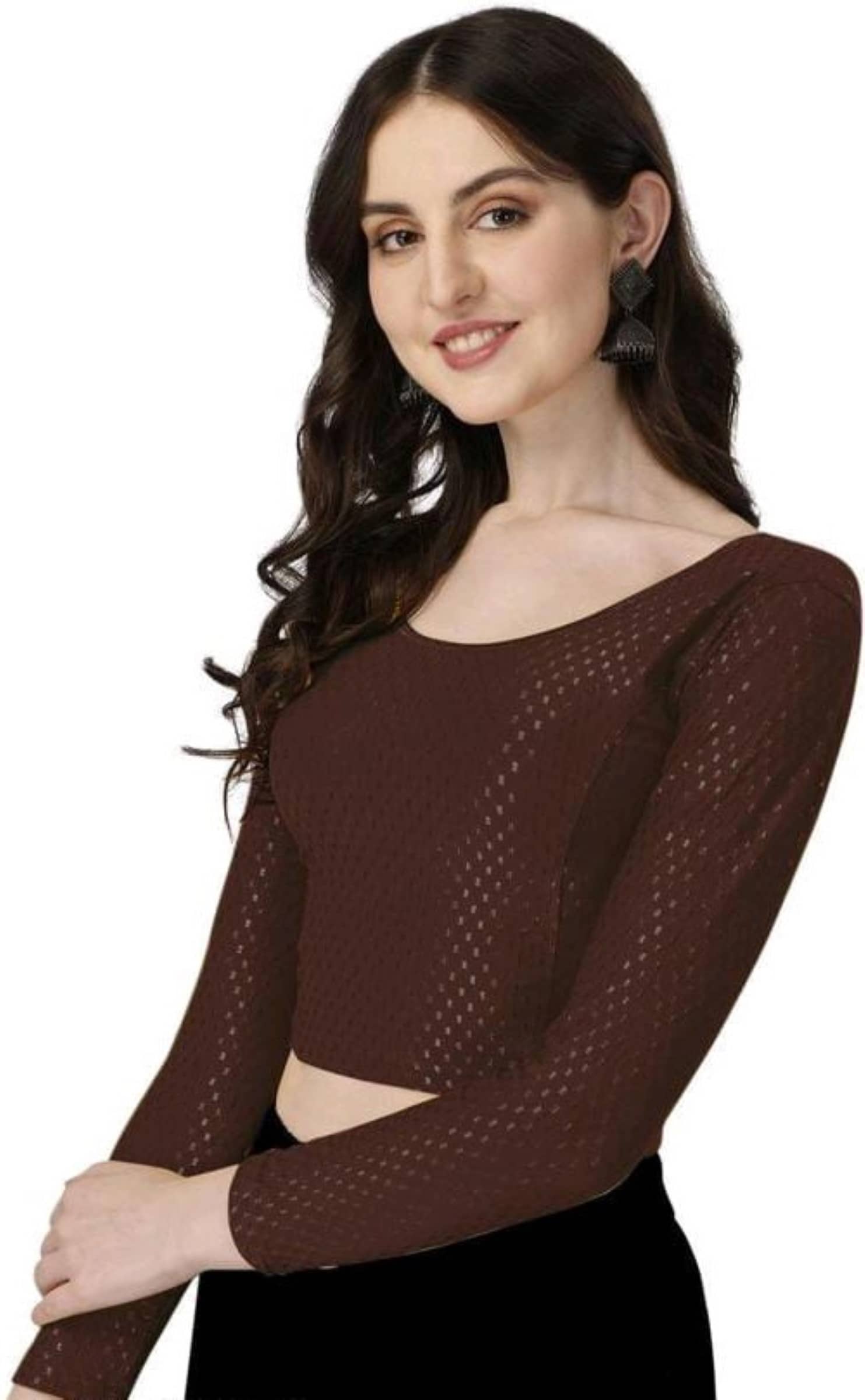 DELTIN HUB Maroon Readymade without Pad Silk Blend Women's Blouse ( Pack of 1 )