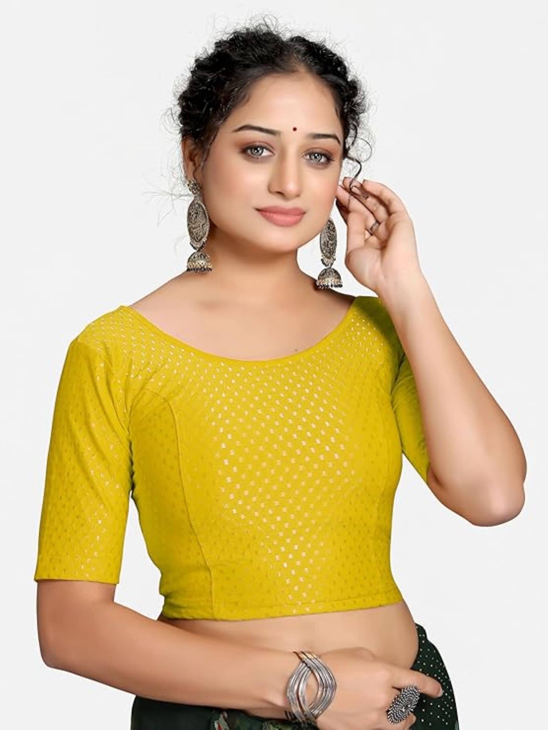    			DELTIN HUB Gold Readymade without Pad Silk Blend Women's Blouse ( Pack of 1 )