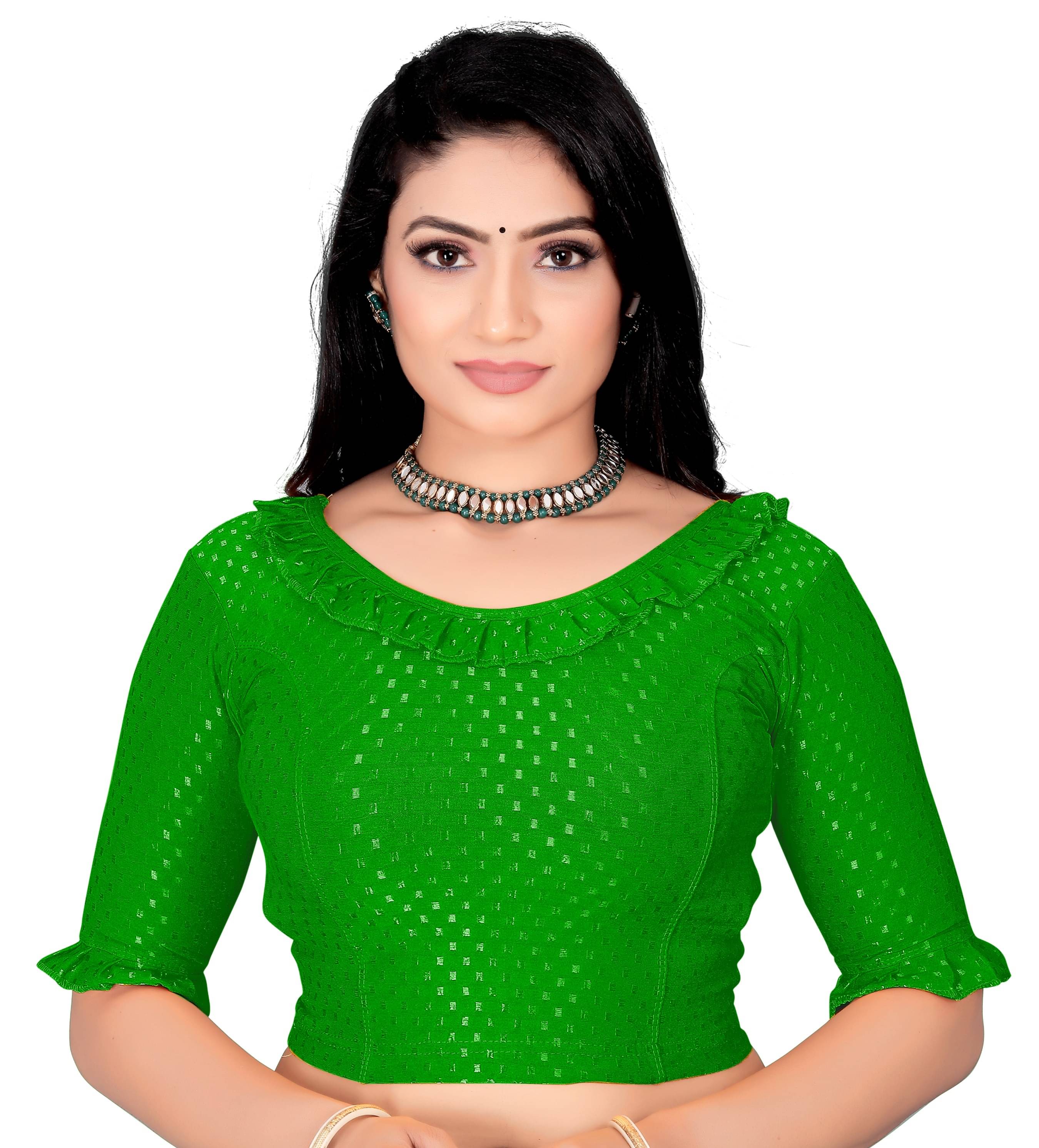 DELTIN HUB Green Readymade without Pad Silk Blend Women's Blouse ( Pack of 1 ) DELTIN HUB Green Readymade without Pad Silk Blend Women's Blouse ( Pack of 1 )
