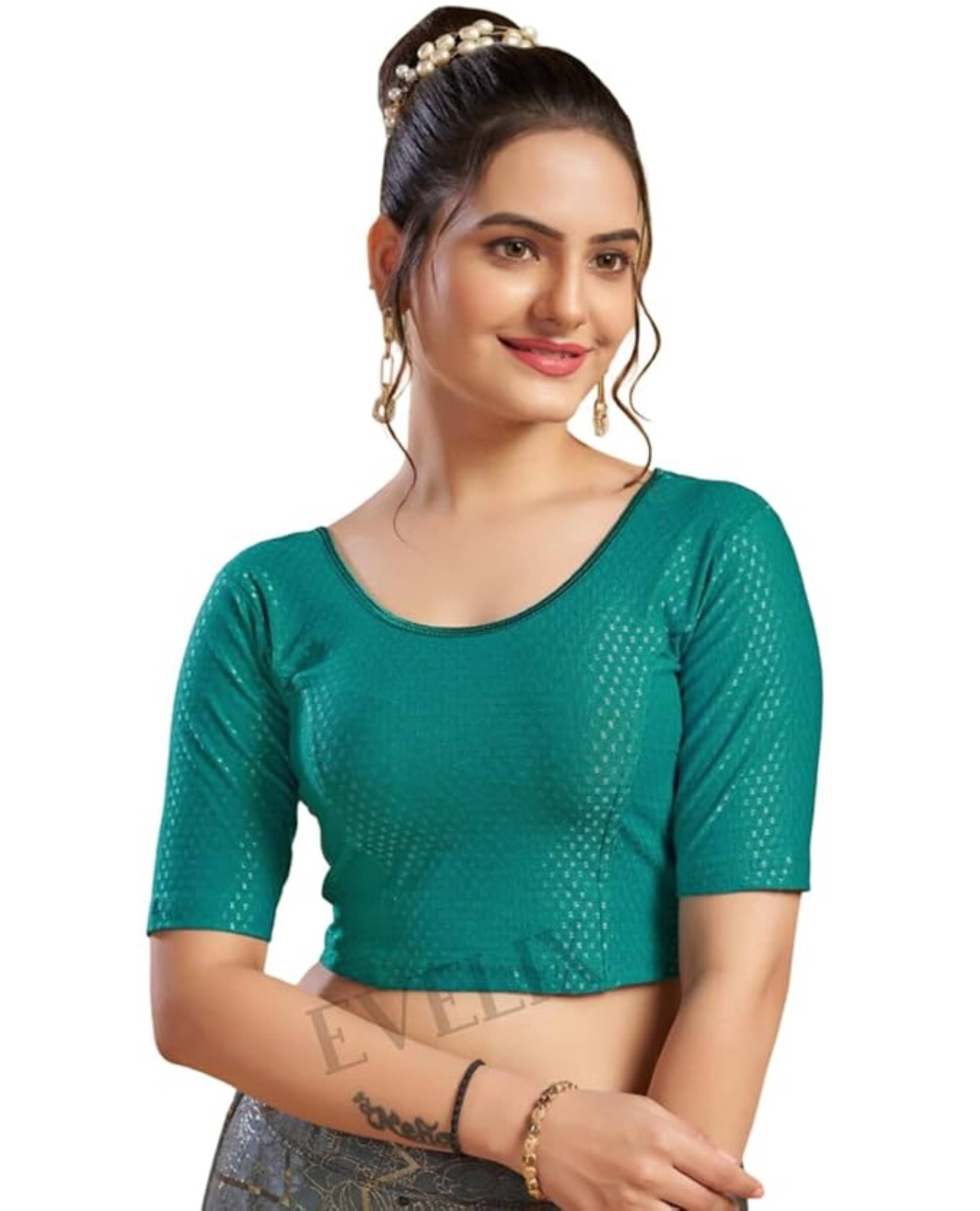 DELTIN HUB Green Readymade without Pad Silk Blend Women's Blouse ( Pack of 1 ) DELTIN HUB Green Readymade without Pad Silk Blend Women's Blouse ( Pack of 1 )